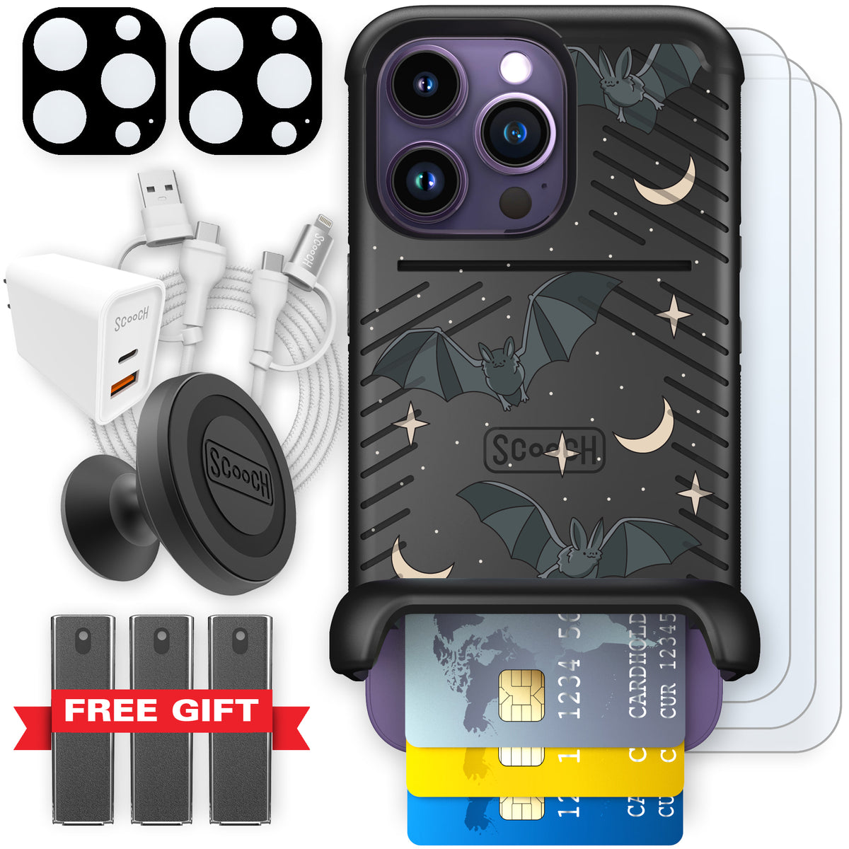 Scooch Wingmate Batty Skies ultimate bundle featuring the original Batty Skies print