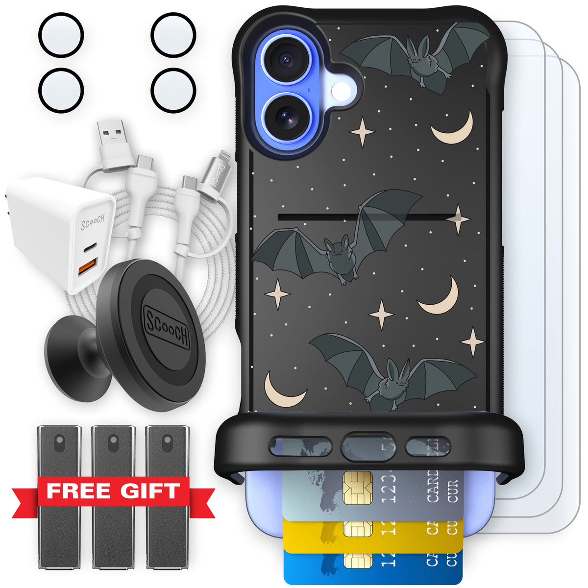 Scooch Wingmate Batty Skies ultimate bundle featuring the original Batty Skies print