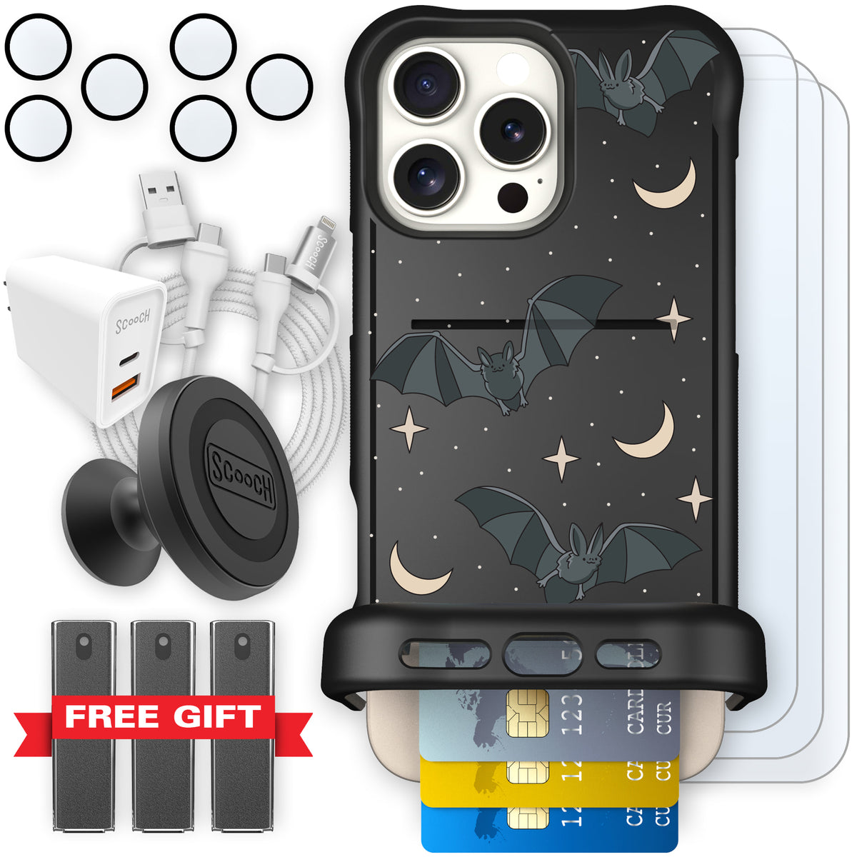 Scooch Wingmate Batty Skies ultimate bundle featuring the original Batty Skies print