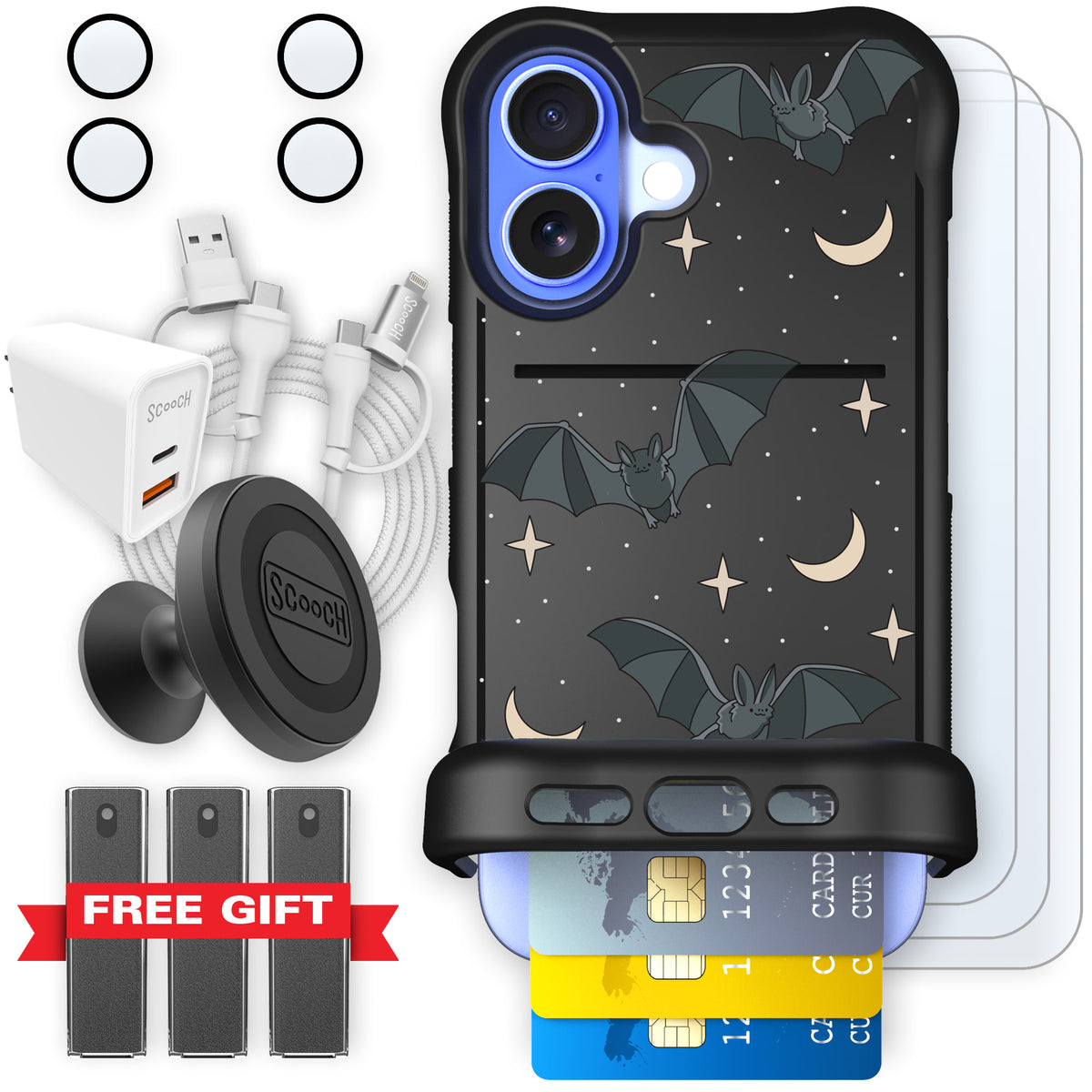 Scooch Wingmate Batty Skies ultimate bundle featuring the original Batty Skies print