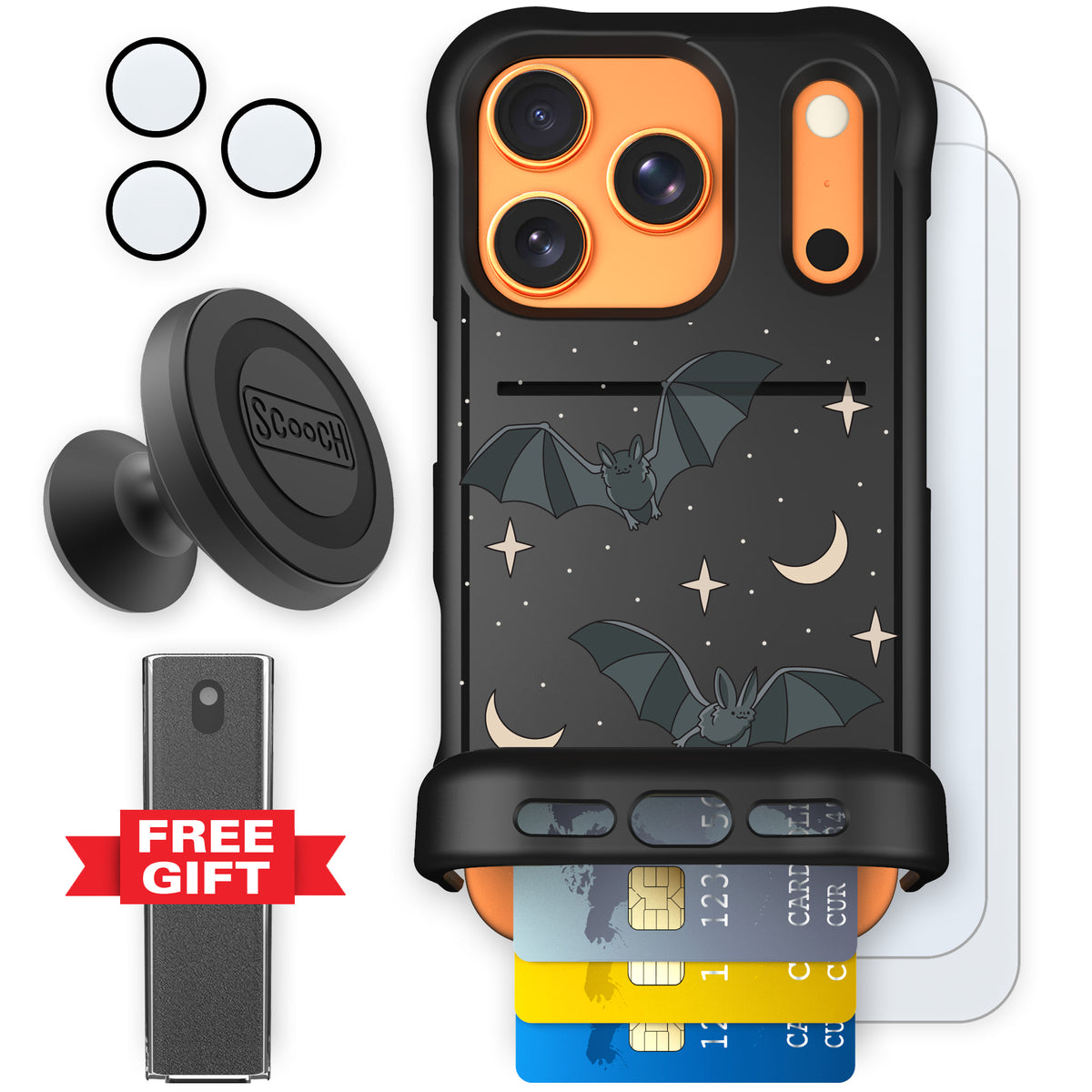 Scooch Wingmate Batty Skies defender bundle featuring the original Batty Skies print