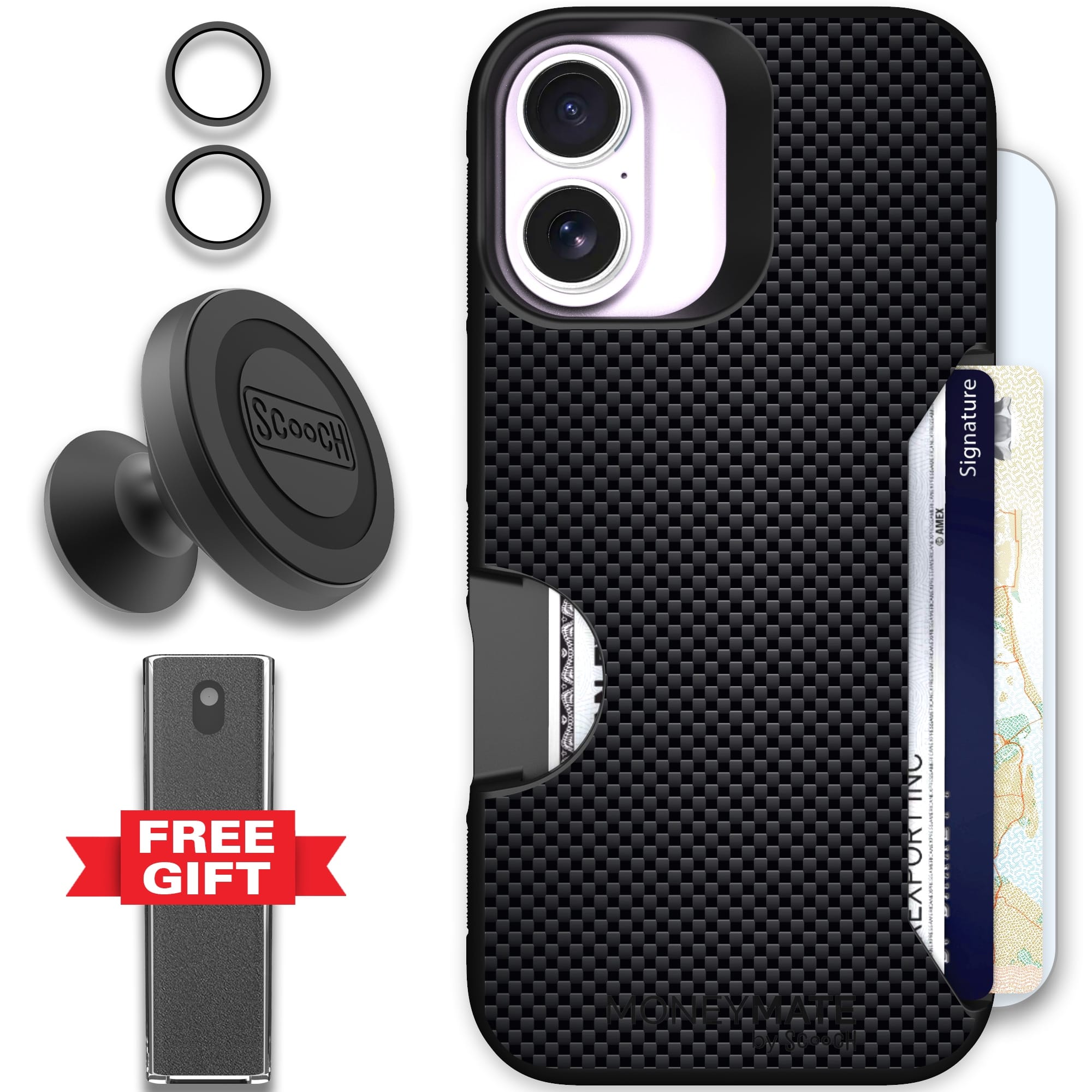 Scooch-Moneymate Defender Bundle for iPhone 17-Carbon Fiber