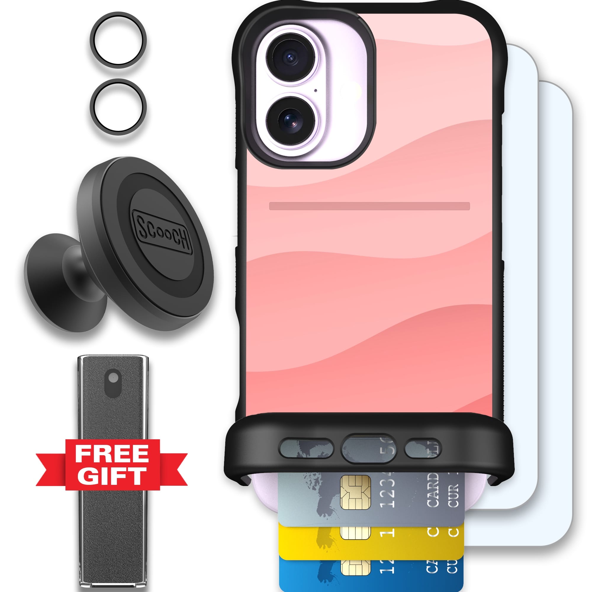 Scooch-Wingmate Defender Bundle for iPhone 17-Pink Waves
