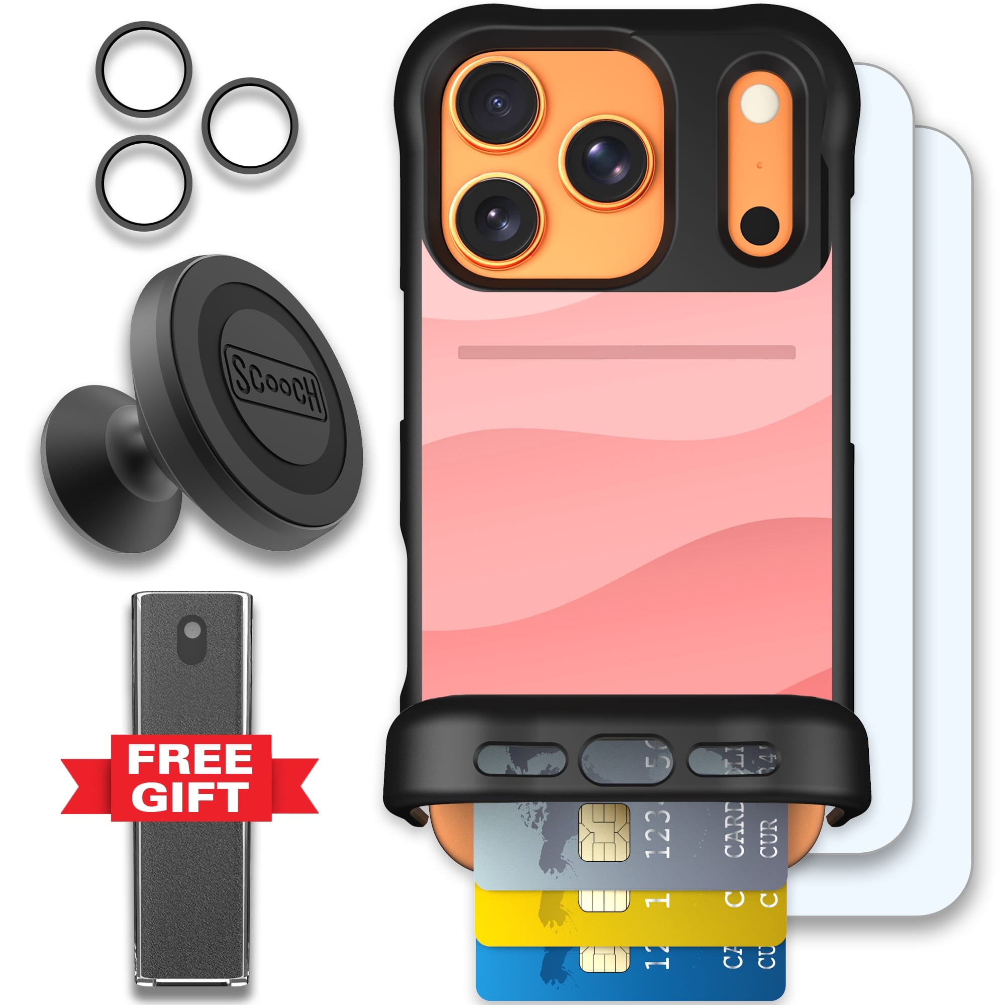 Scooch-Wingmate Defender Bundle for iPhone 17 Pro-Pink Waves