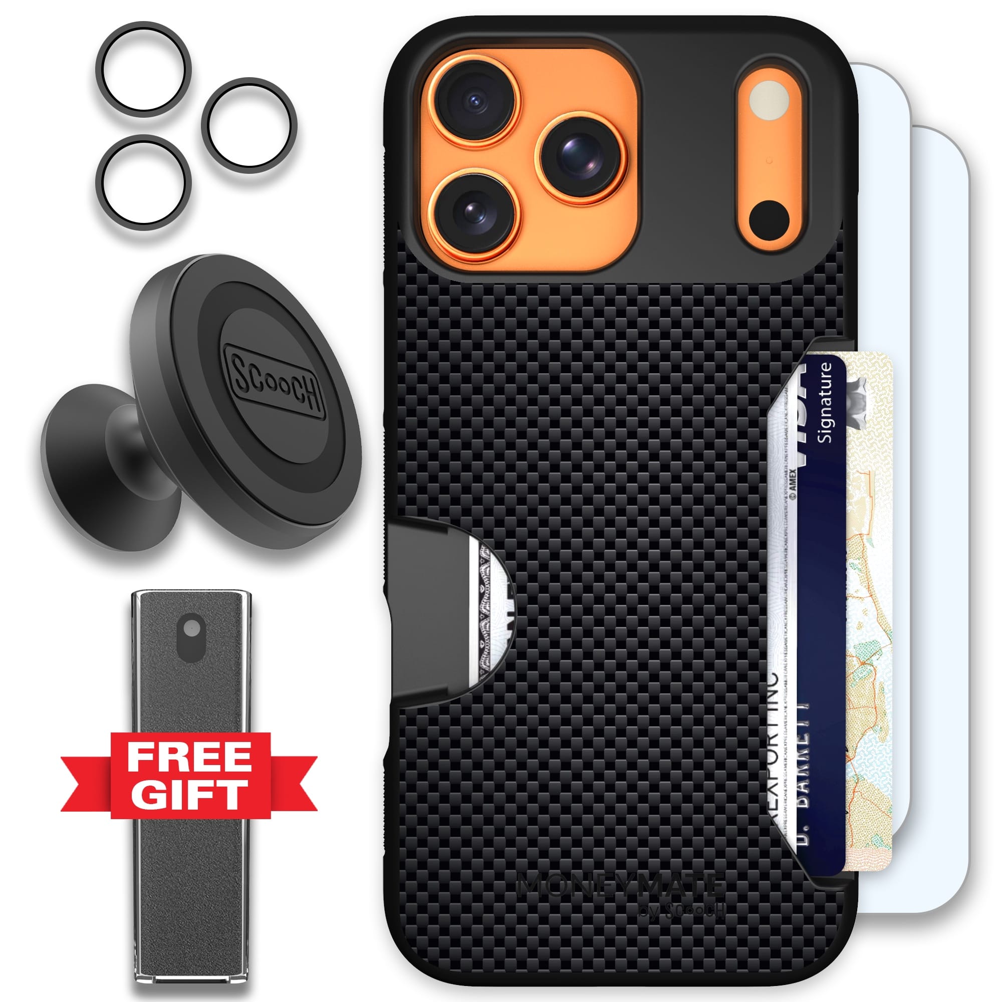 Scooch-Moneymate Defender Bundle for iPhone 17 Pro Max-Carbon Fiber