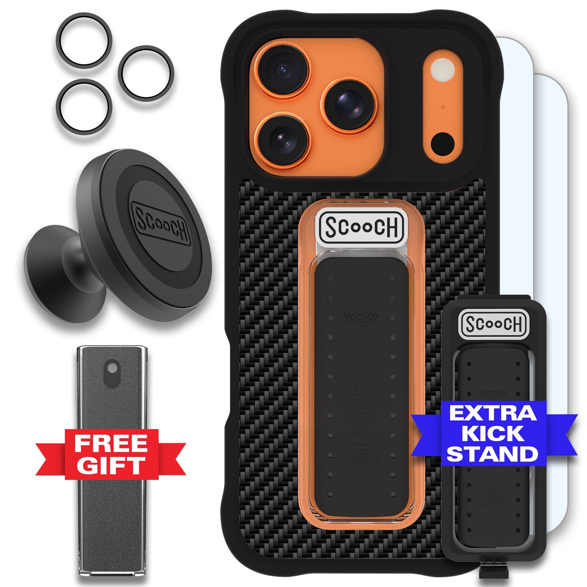 Scooch-Wingman Defender Bundle for iPhone 17 Pro-Carbon Fiber