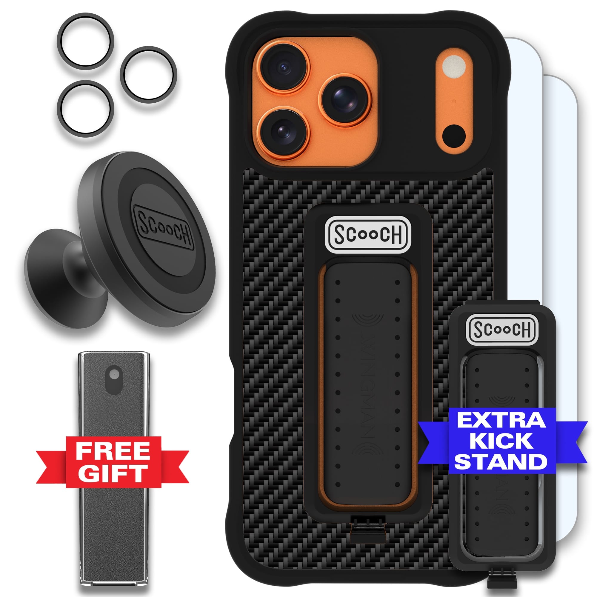 Scooch-Wingman Defender Bundle for iPhone 17 Pro Max-Carbon Fiber / Black