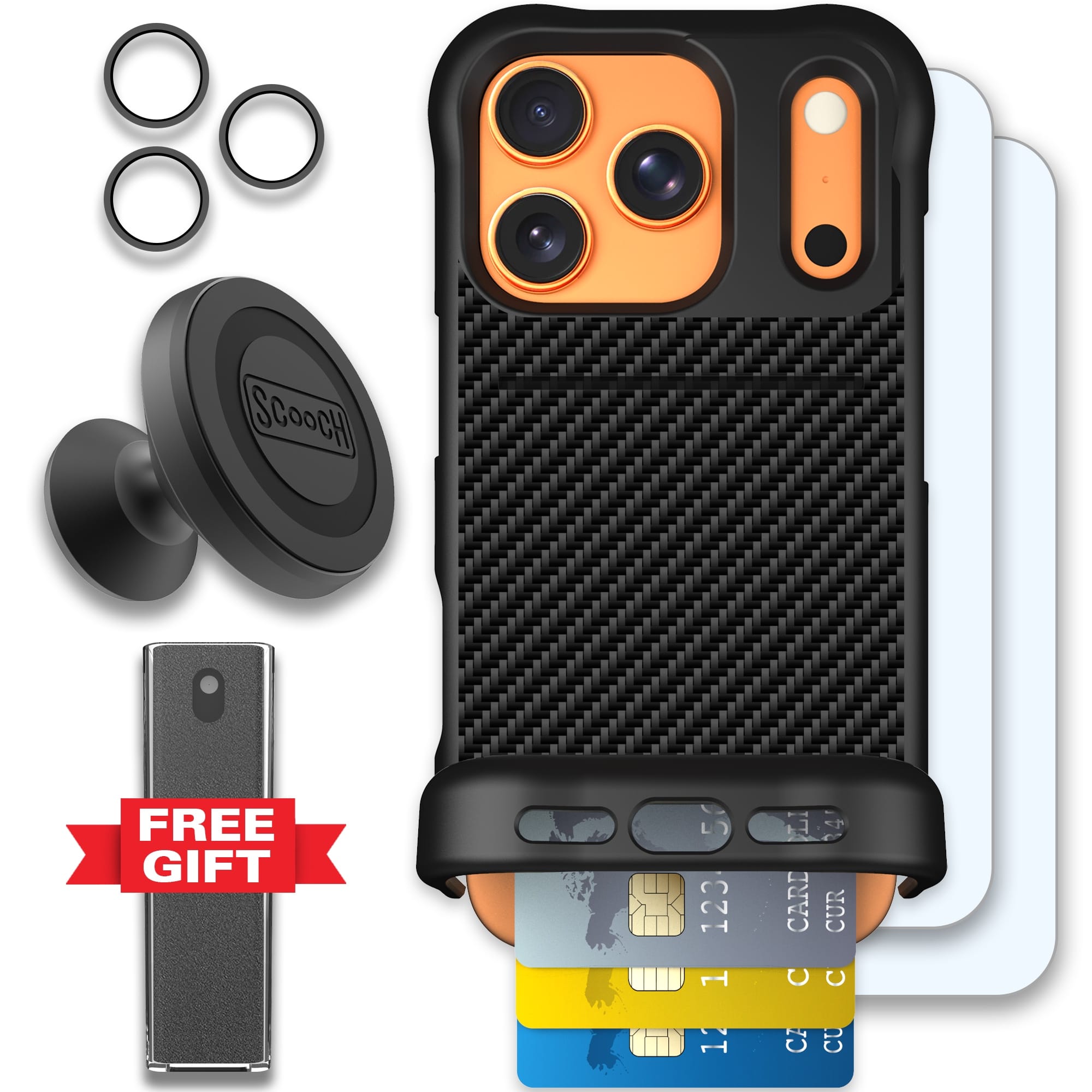 Scooch-Wingmate Defender Bundle for iPhone 17 Pro-Carbon Fiber