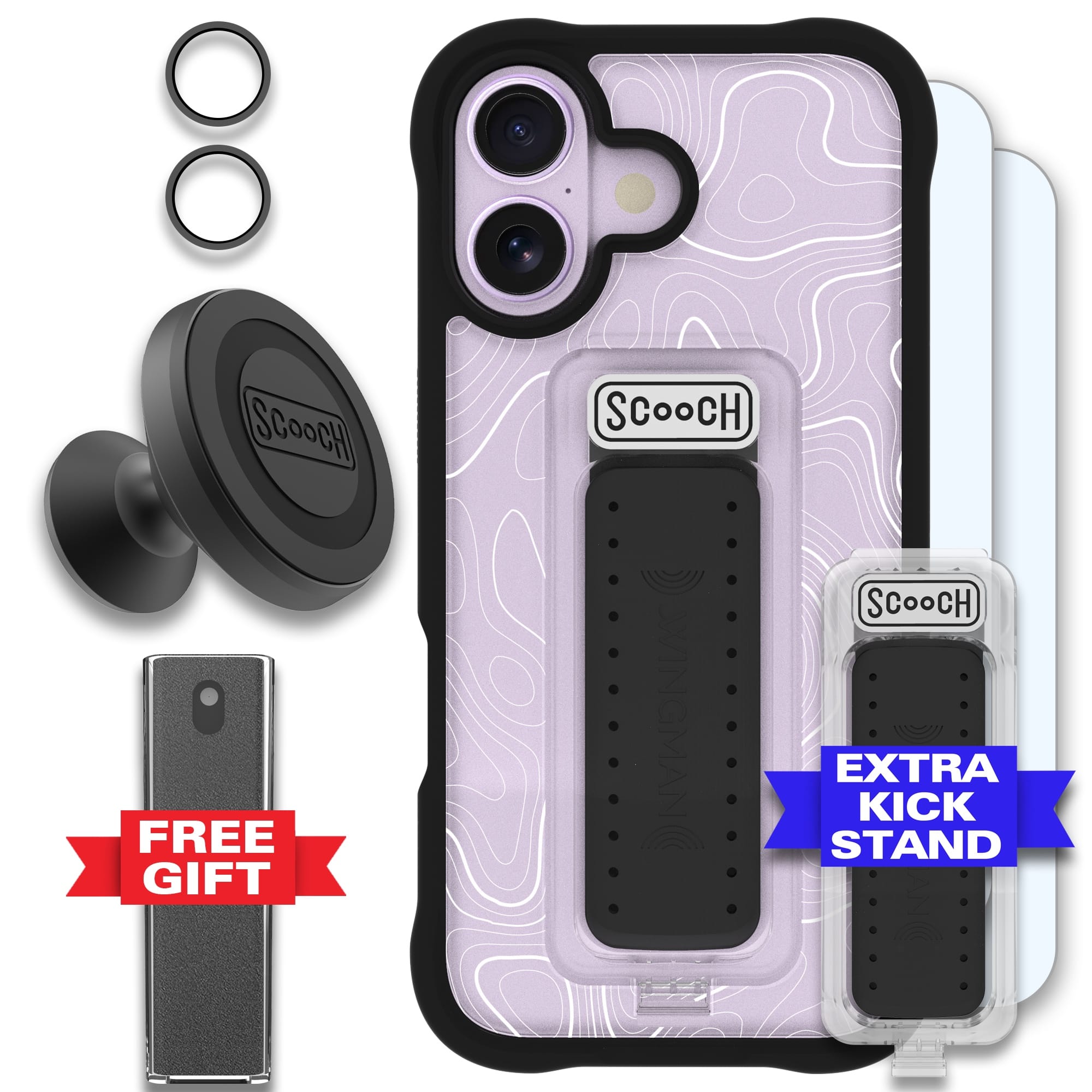 Scooch-Wingman Defender Bundle for iPhone 17 (Preorder — Ships mid to late October)-Topography / Black