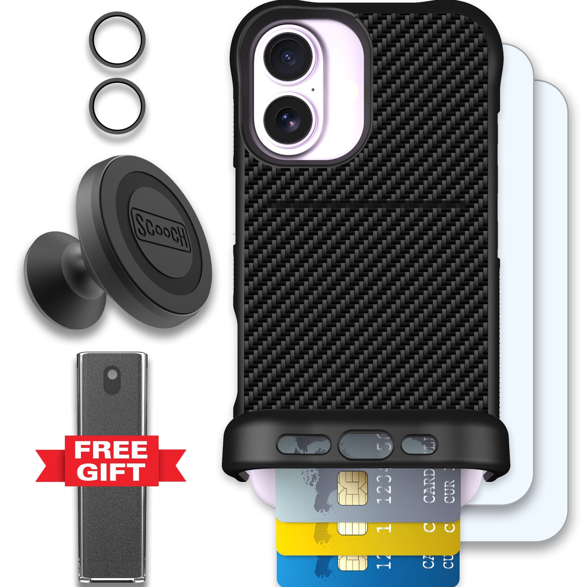 Scooch-Wingmate Defender Bundle for iPhone 17-Carbon Fiber