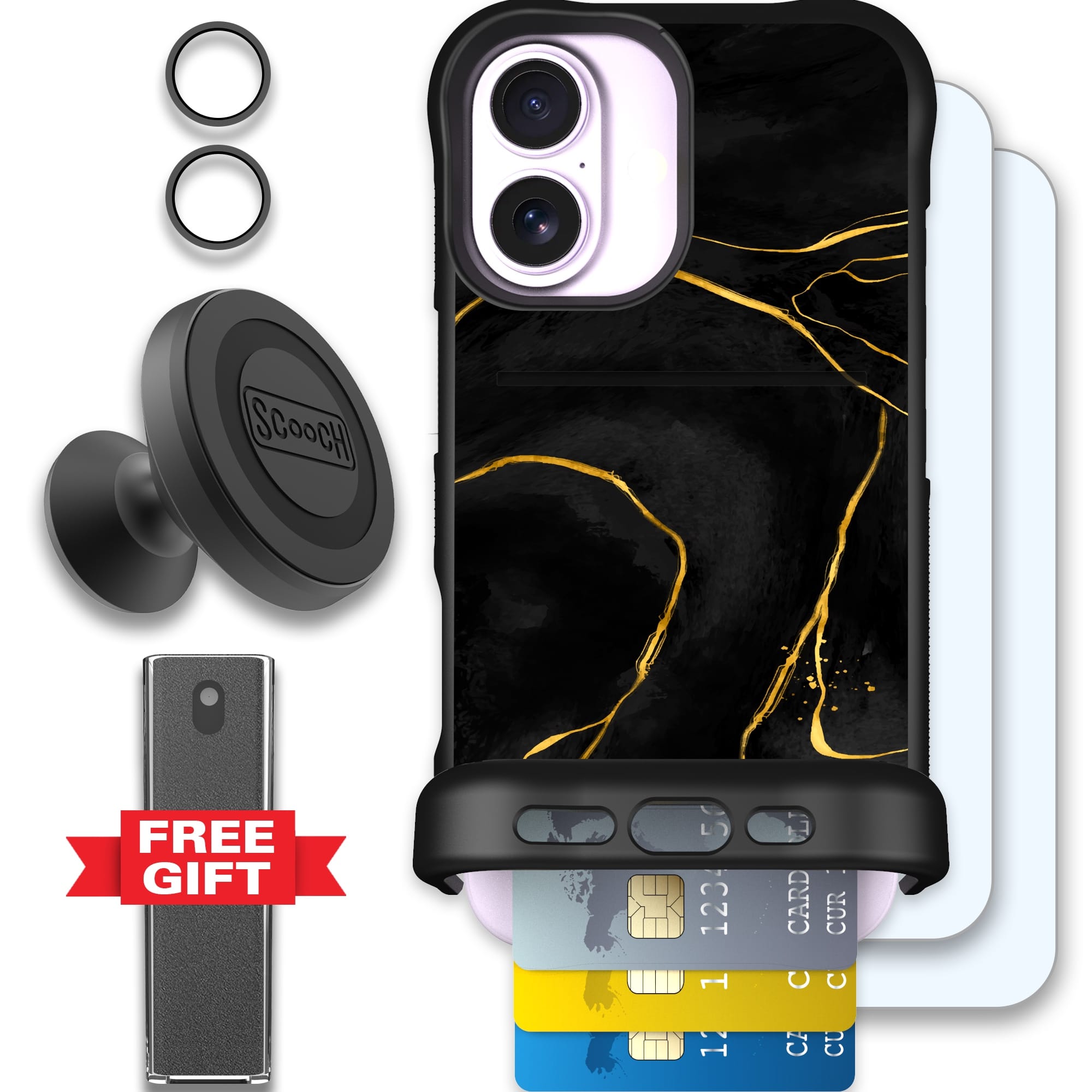 Scooch-Wingmate Defender Bundle for iPhone 17-Black Marble