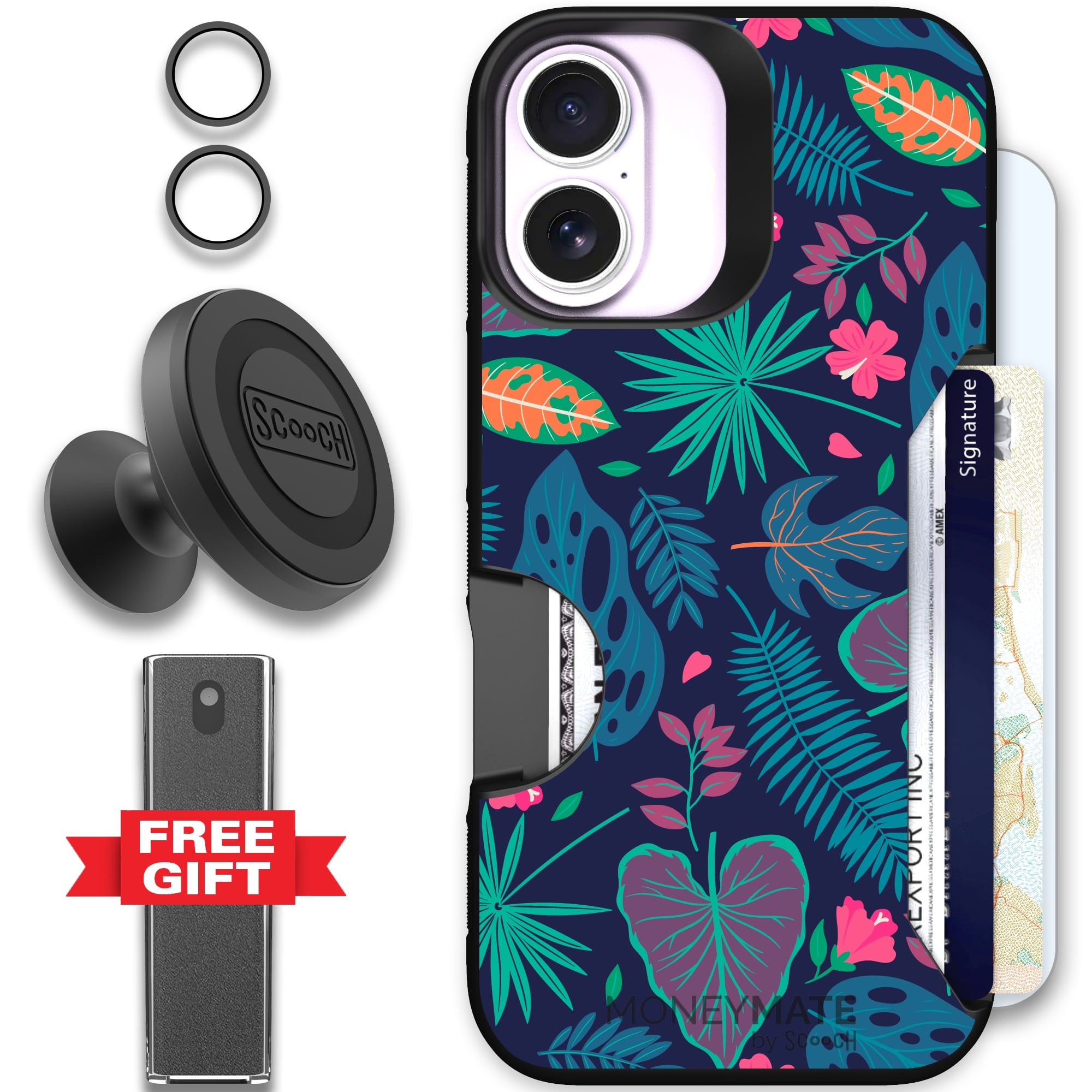 Scooch-Moneymate Defender Bundle for iPhone 17-Tropical Leaves