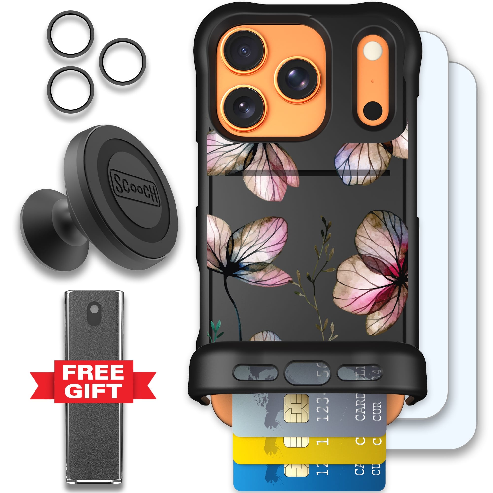 Scooch-Wingmate Defender Bundle for iPhone 17 Pro-Dried Flowers