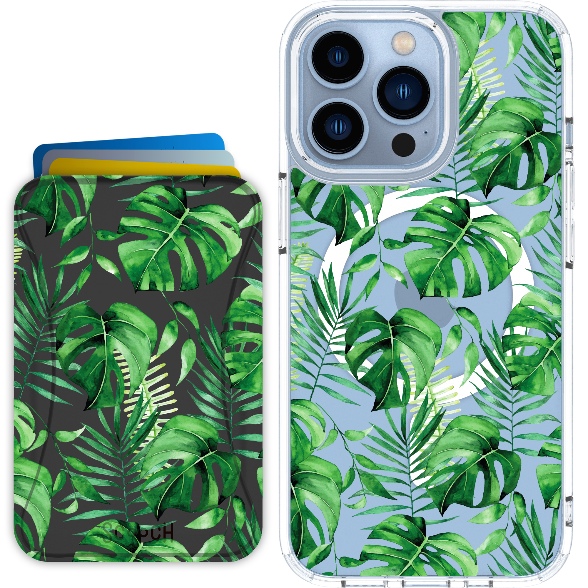 Scooch-MagCase + MagWallet 2.0 MixMatch Bundle for iPhone 13 Pro-Monstera