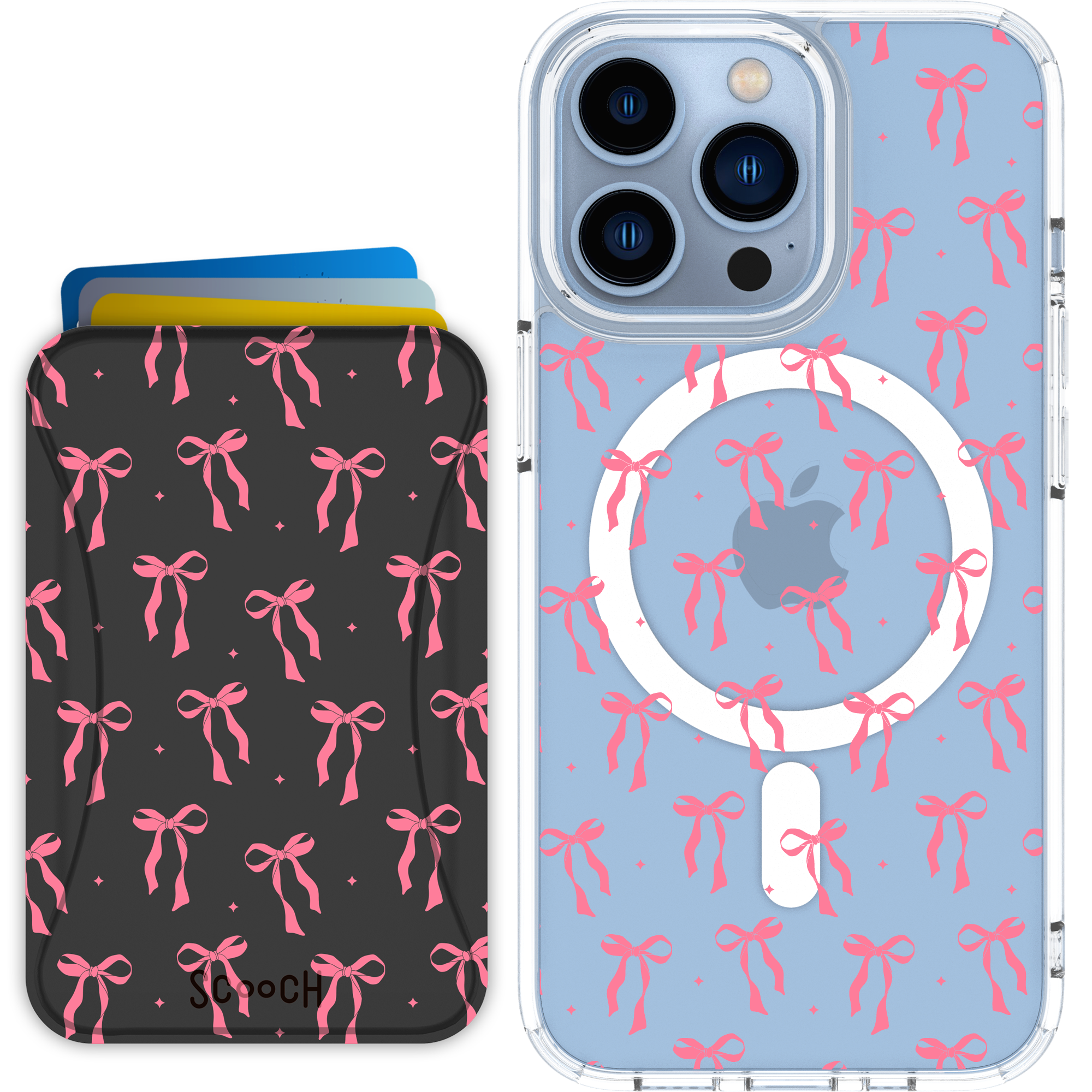 Scooch-MagCase + MagWallet 2.0 MixMatch Bundle for iPhone 13 Pro-Pink-Bows