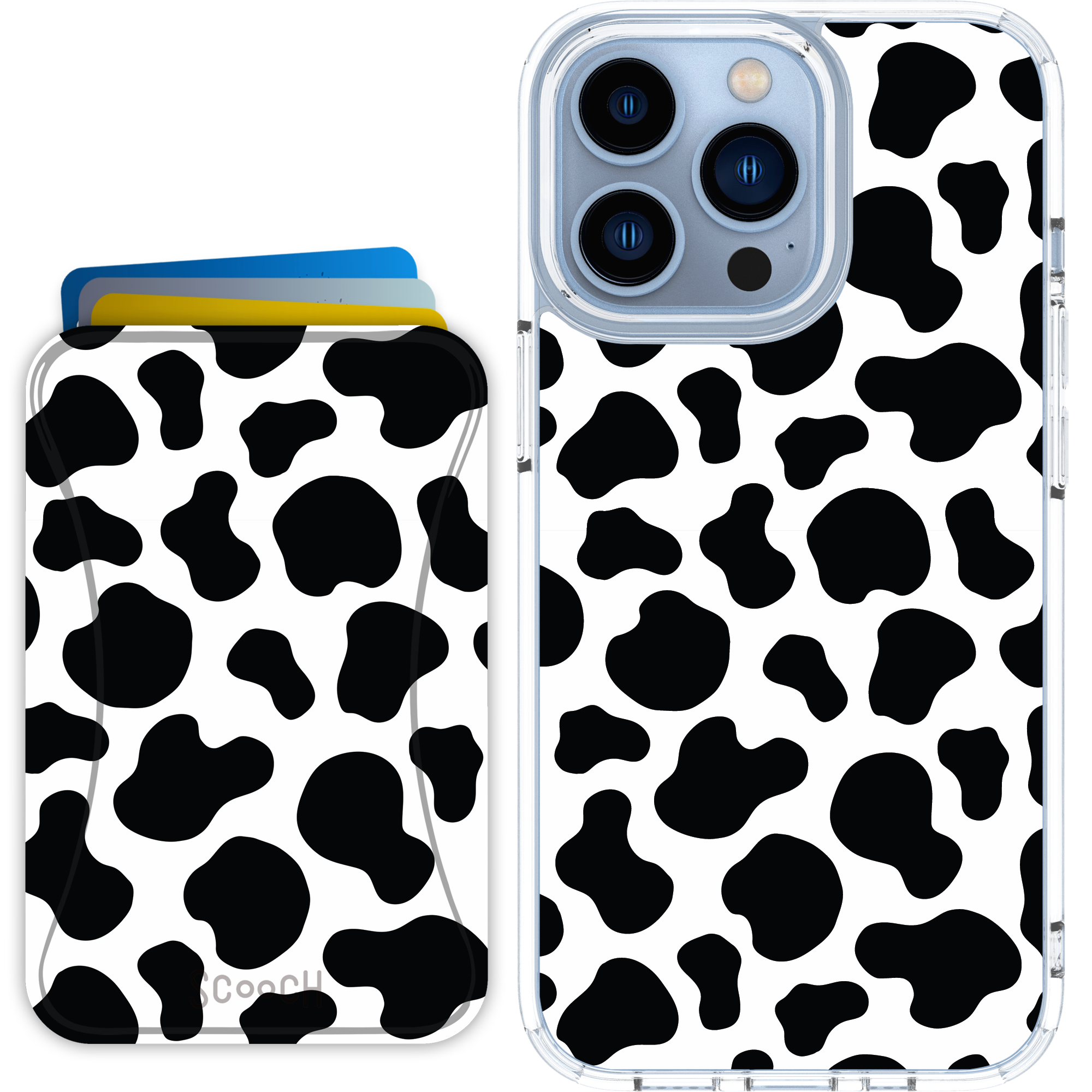 Scooch-MagCase + MagWallet 2.0 MixMatch Bundle for iPhone 13 Pro-Cow-Print