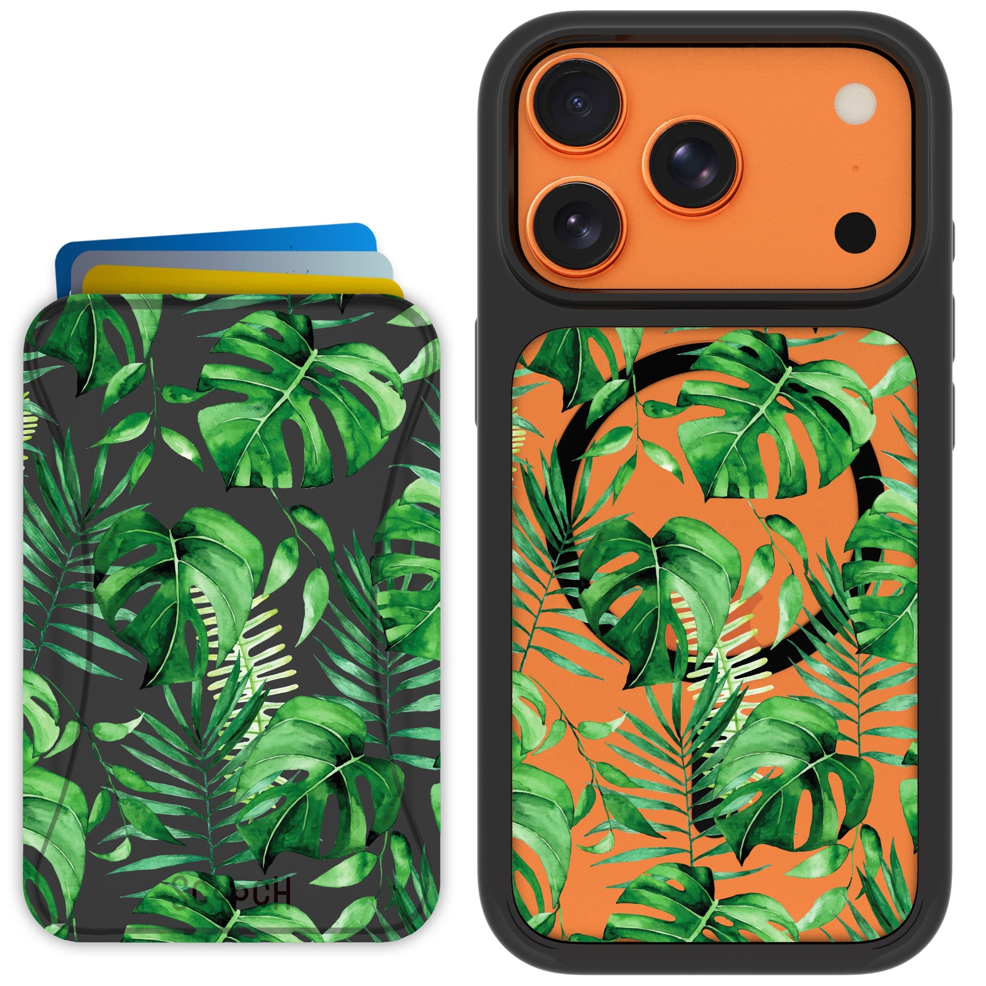 Scooch-MagCase + MagWallet 2.0 MixMatch Bundle for iPhone 17 Pro-Monstera