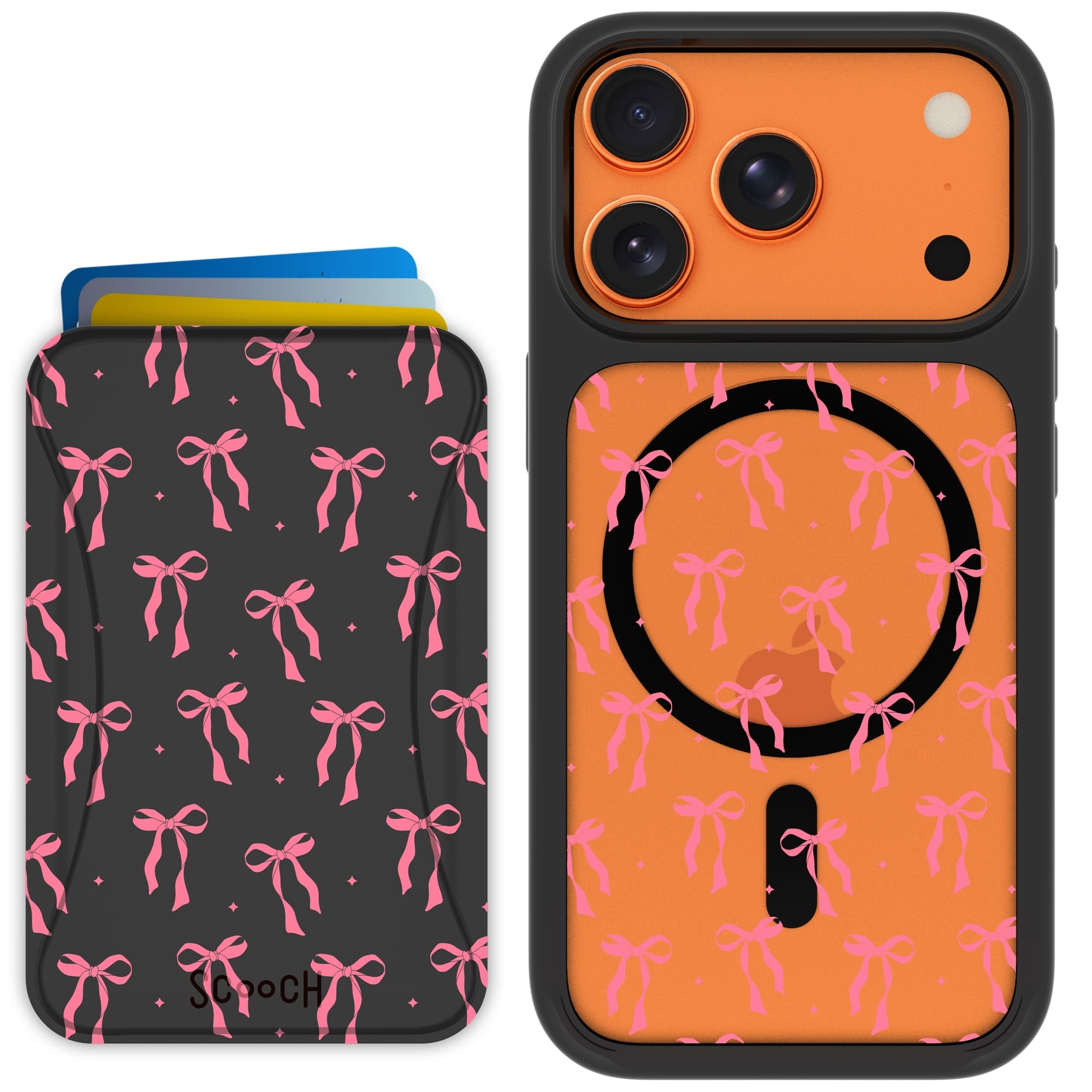 Scooch-MagCase + MagWallet 2.0 MixMatch Bundle for iPhone 17 Pro-Pink Bows