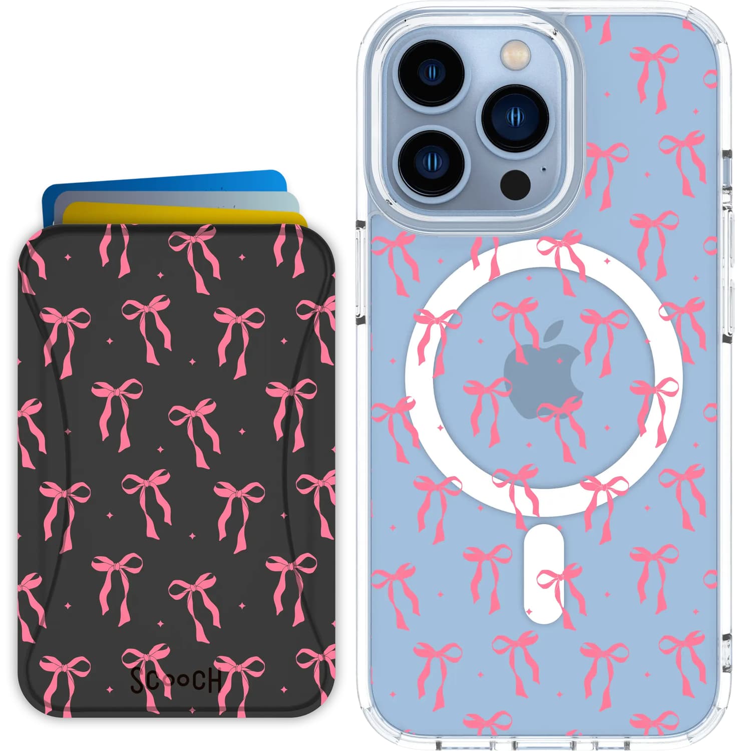 Scooch-MagCase + MagWallet 3.0 MixMatch Bundle for iPhone 13 Pro-Pink-Bows