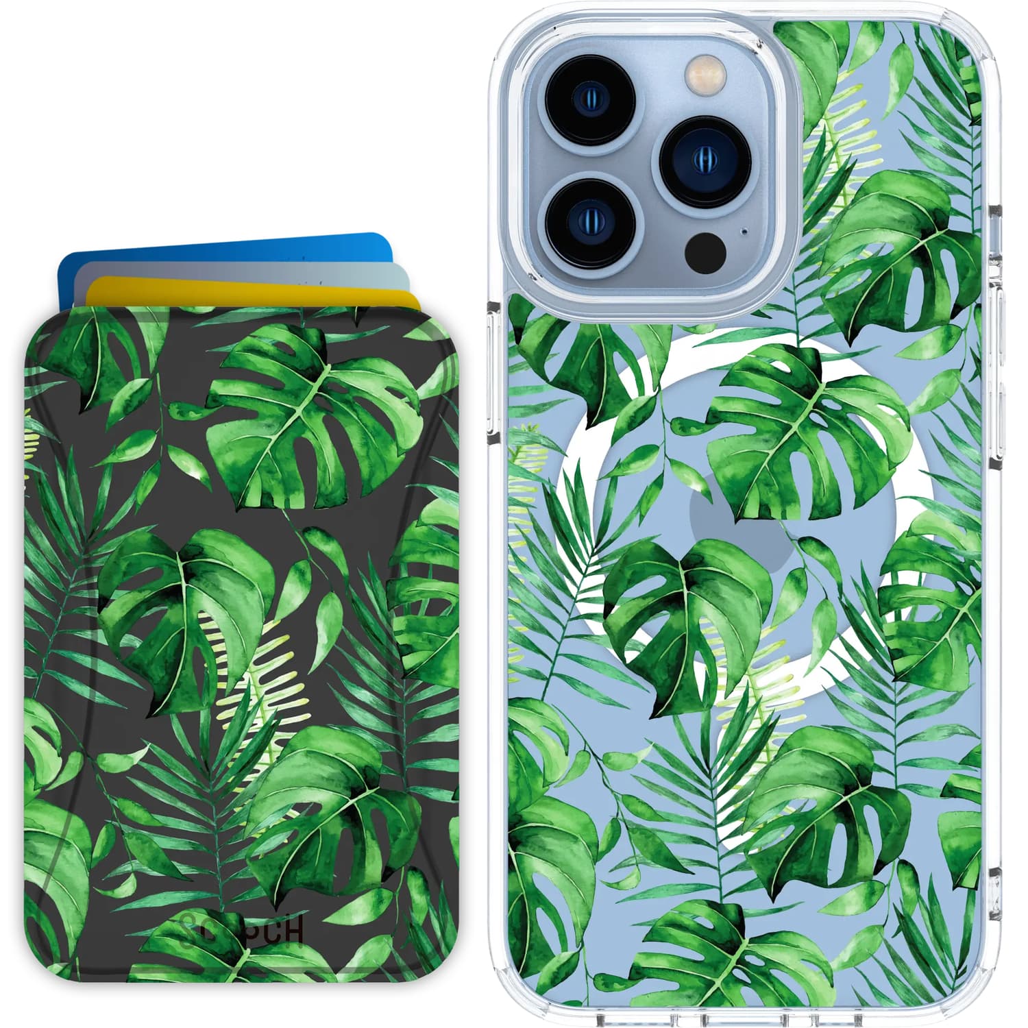 Scooch-MagCase + MagWallet 3.0 MixMatch Bundle for iPhone 13 Pro-Monstera