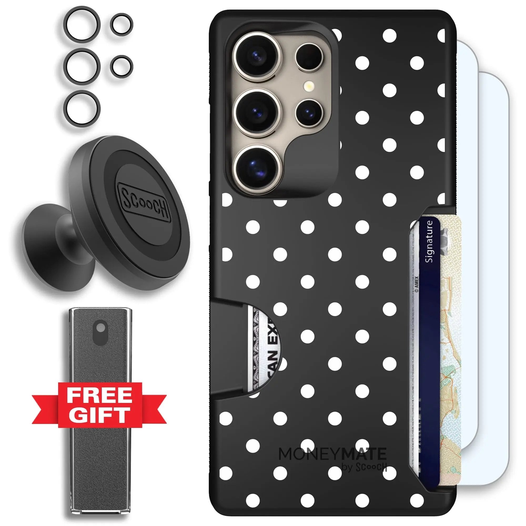 Scooch-Moneymate Defender Bundle for Samsung Galaxy S25 Ultra-Polka Dots