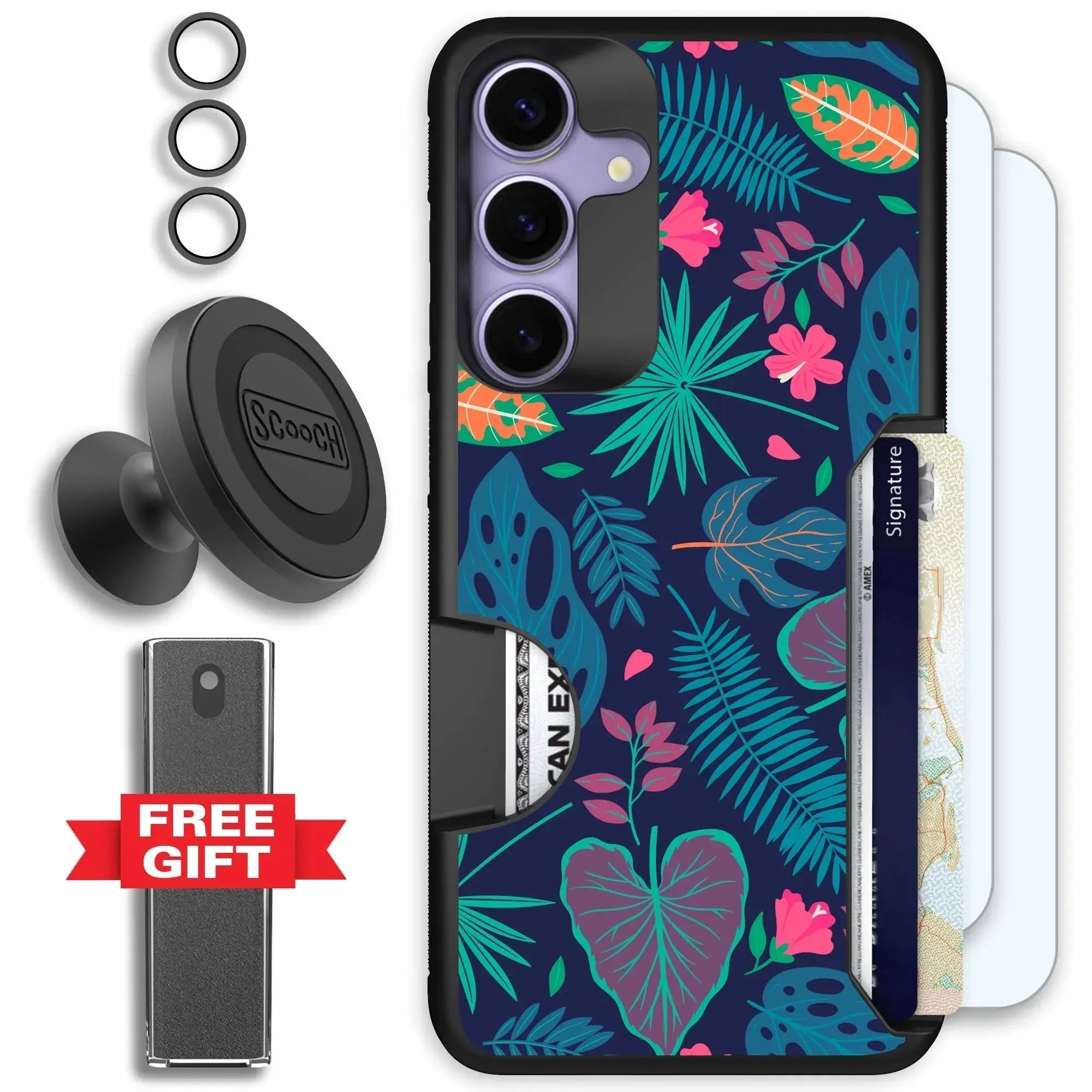 Scooch-Moneymate Defender Bundle for Samsung Galaxy S26+-Tropical-Leaves