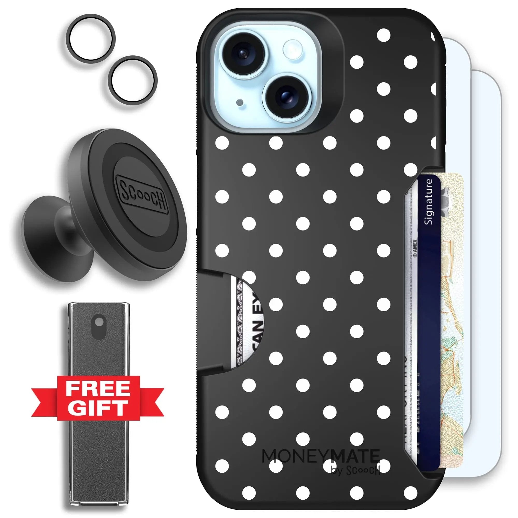 Scooch-Moneymate Defender Bundle for iPhone 15-Polka Dots
