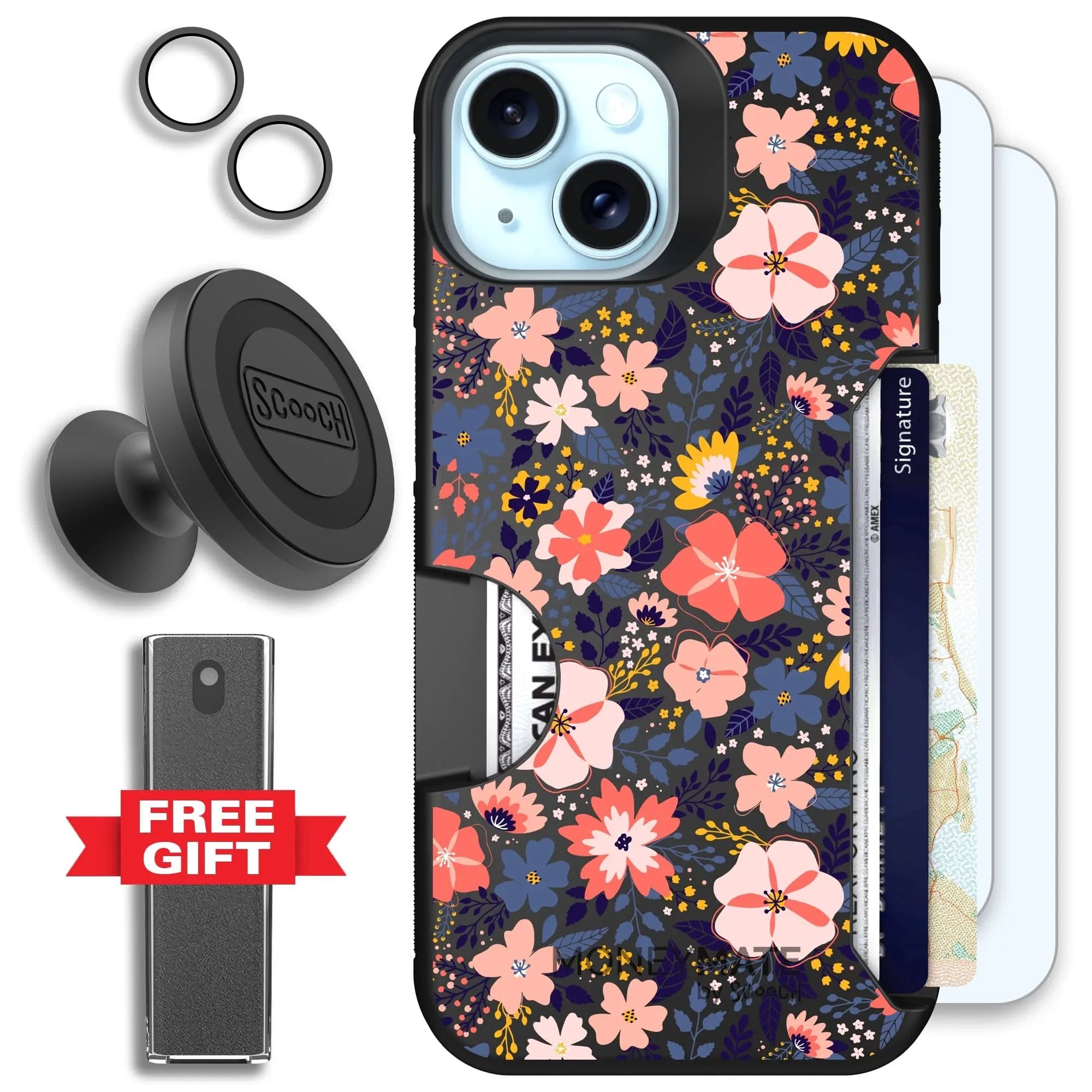 Scooch-Moneymate Defender Bundle for iPhone 15-Wildflowers