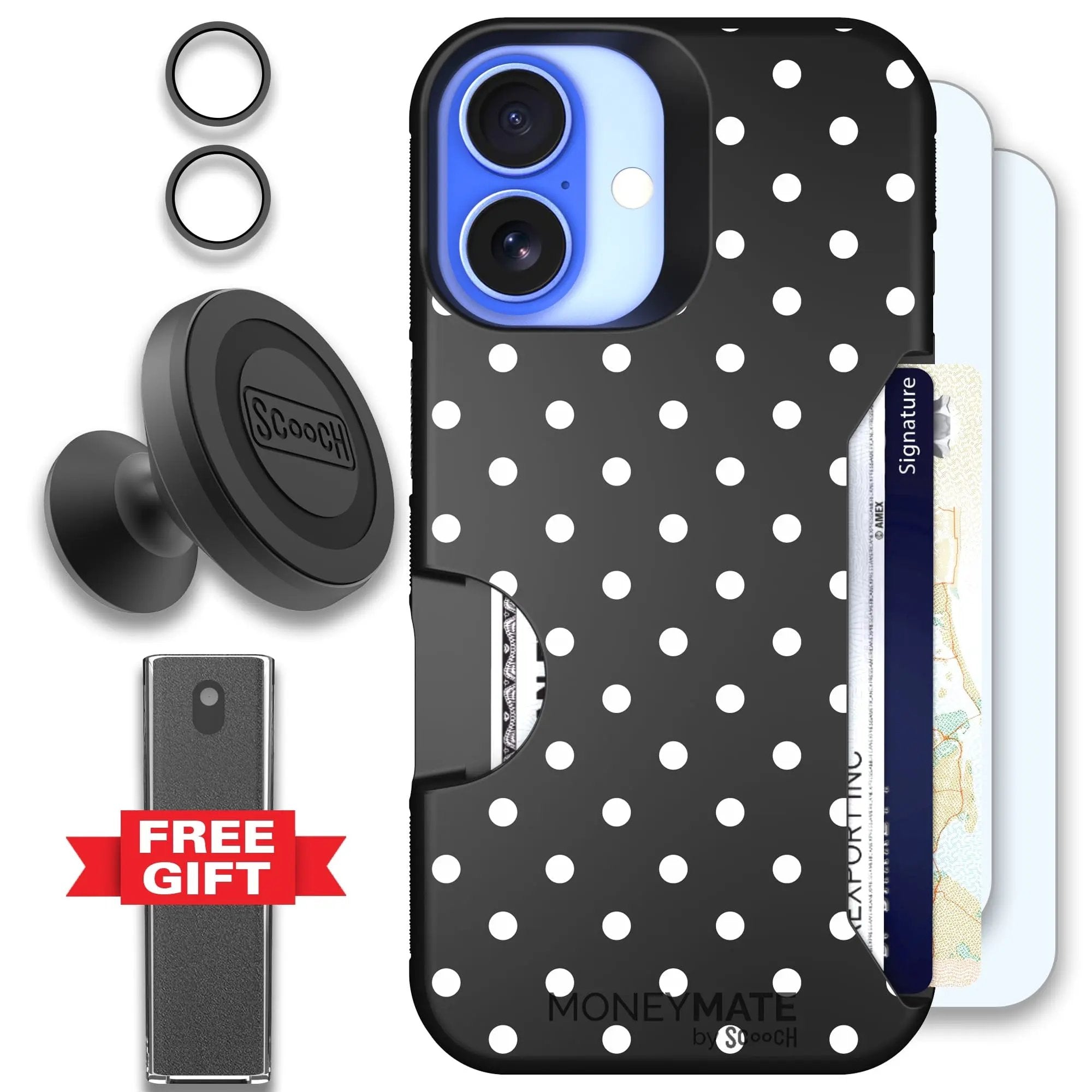 Scooch-Moneymate Defender Bundle for iPhone 16-Polka Dots