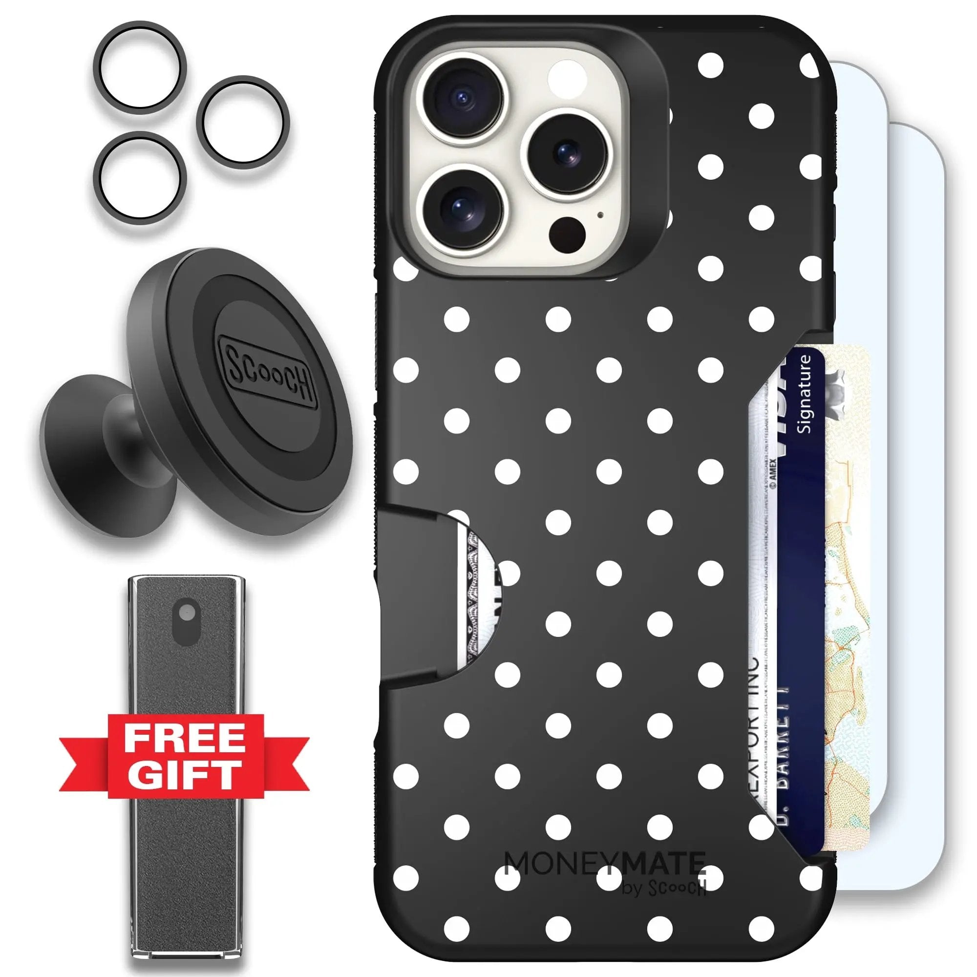 Scooch-Moneymate Defender Bundle for iPhone 16 Pro Max-Polka Dots