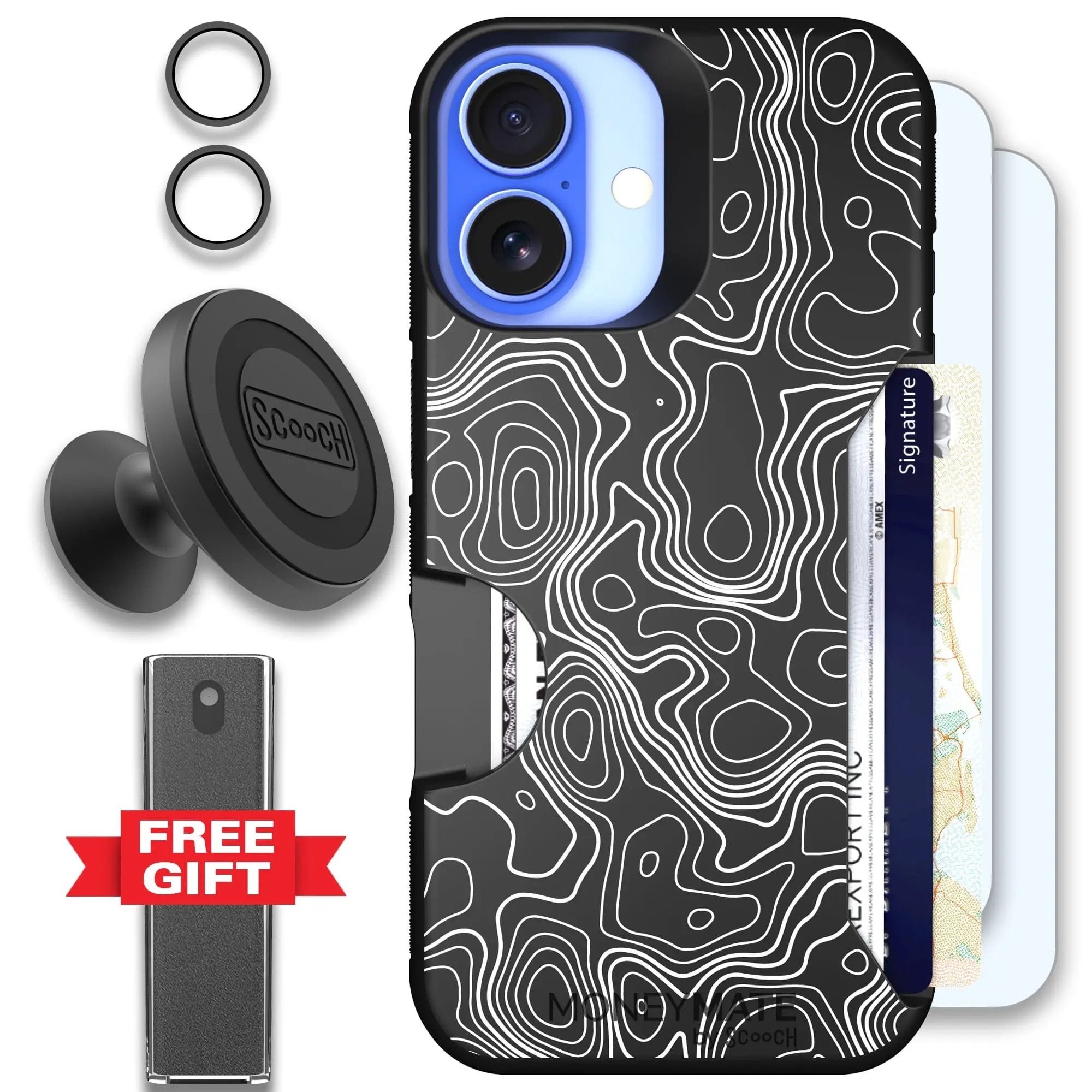 Scooch-Moneymate Defender Bundle for iPhone 16-Topography
