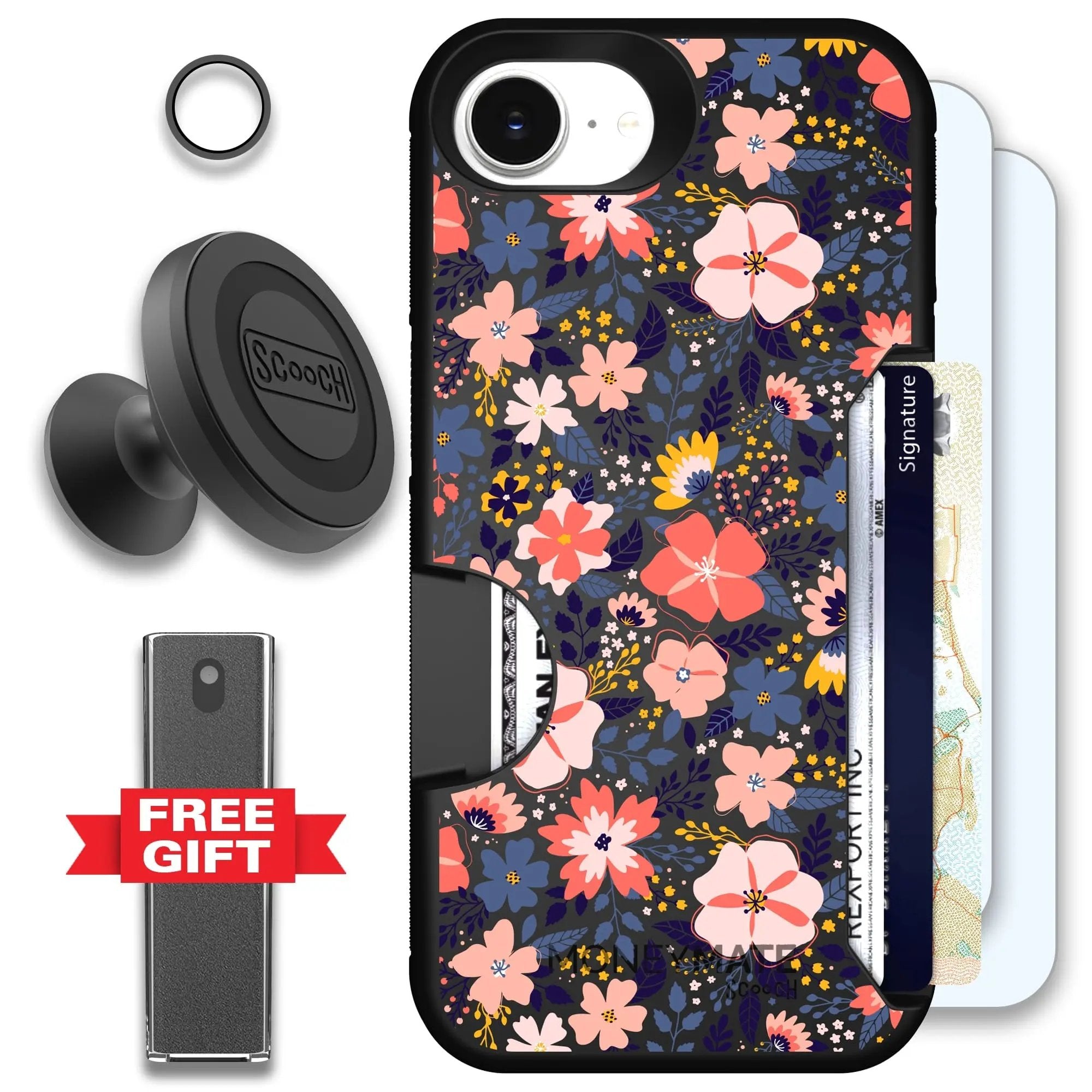 Scooch-Moneymate Defender Bundle for iPhone 16e-Wildflowers