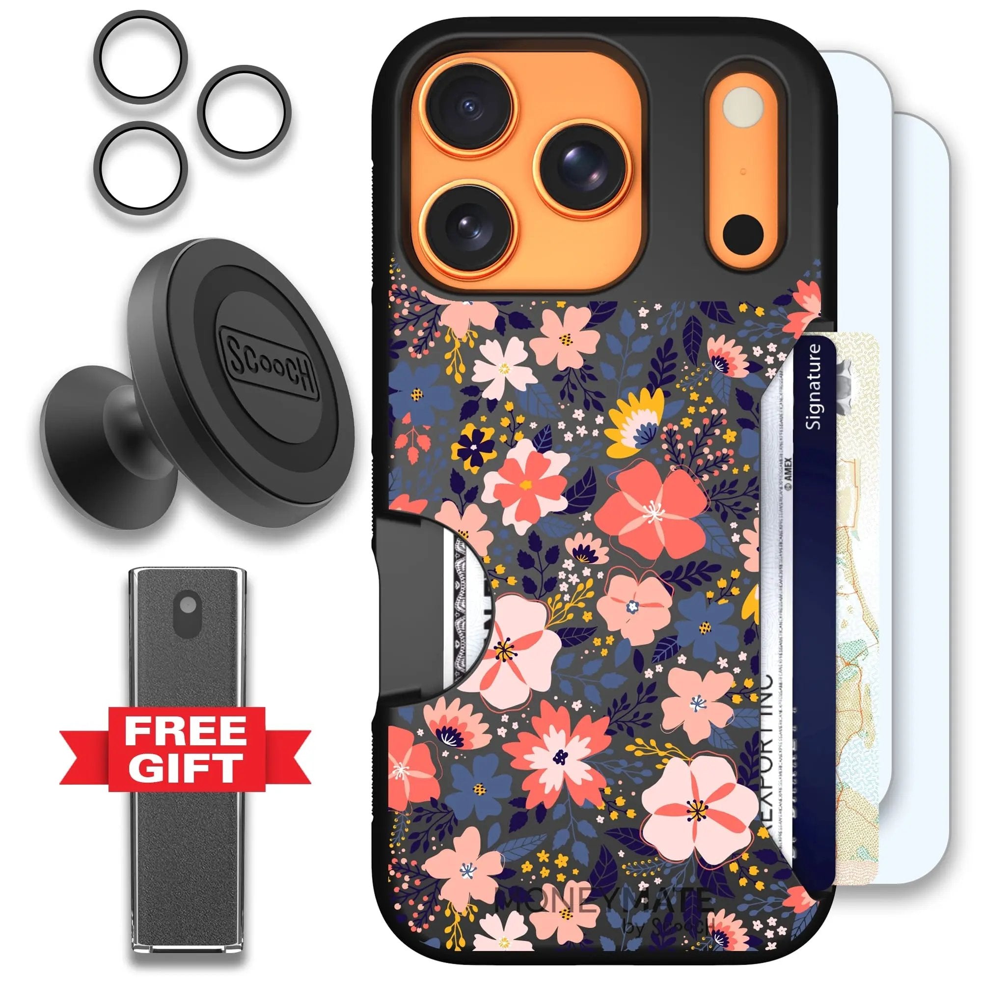 Scooch-Moneymate Defender Bundle for iPhone 17 Pro-Wildflowers