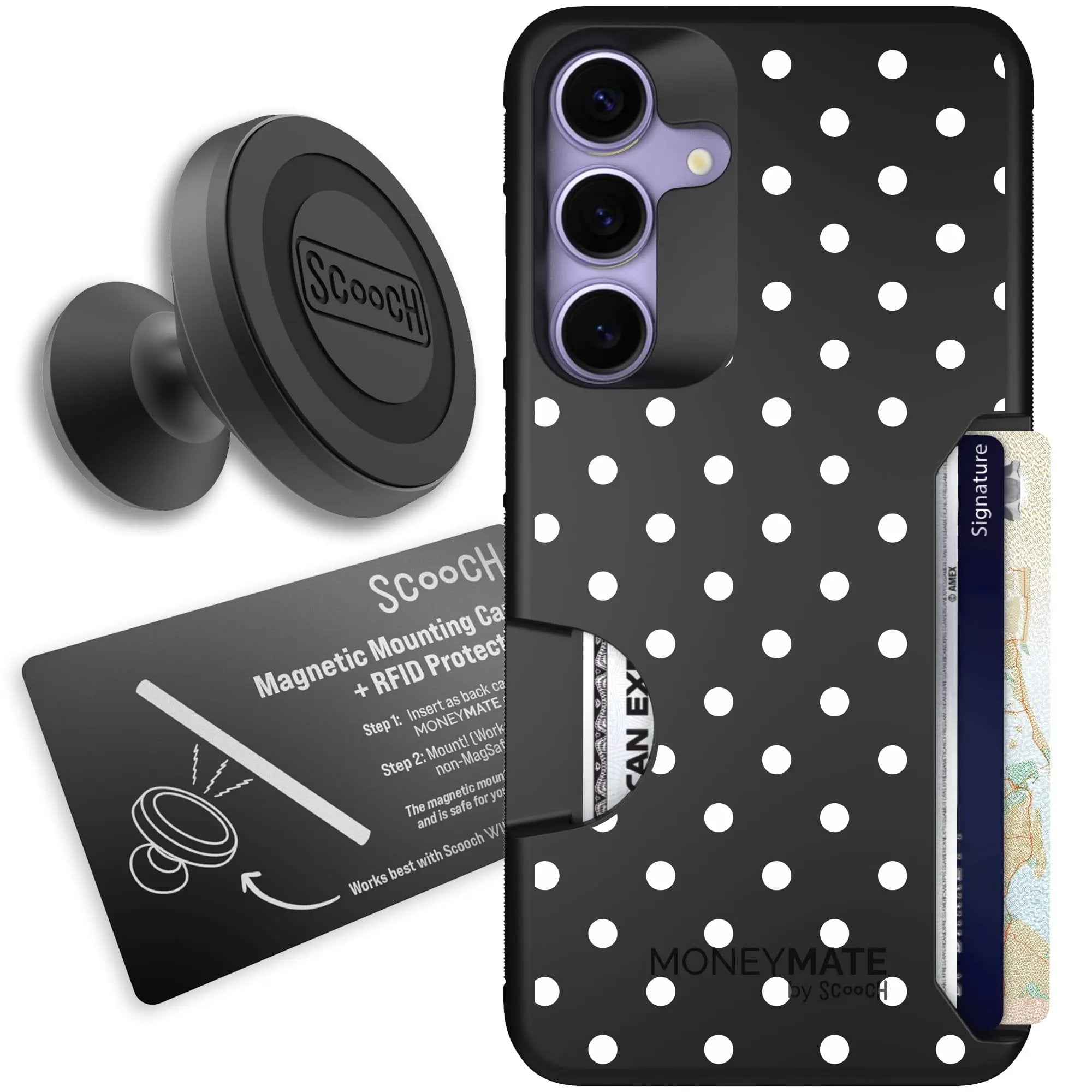 Scooch-Moneymate Starter Bundle for Samsung Galaxy S25+-Polka Dots