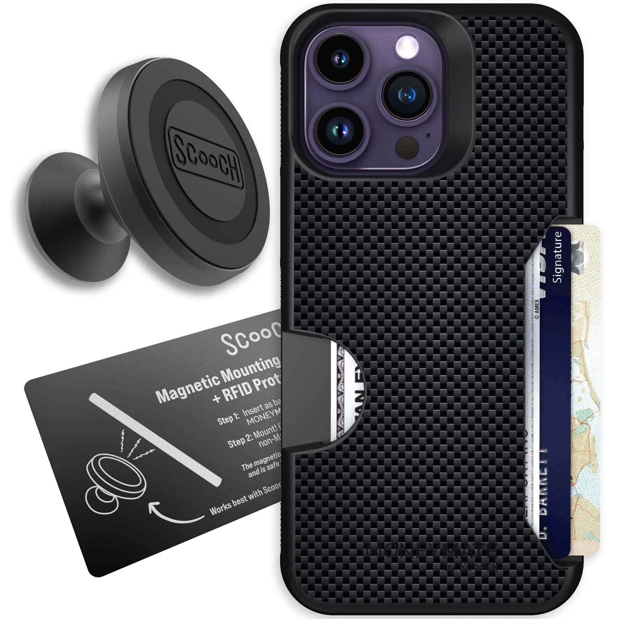 Scooch-Moneymate Starter Bundle for iPhone 14 Pro Max-Carbon Fiber
