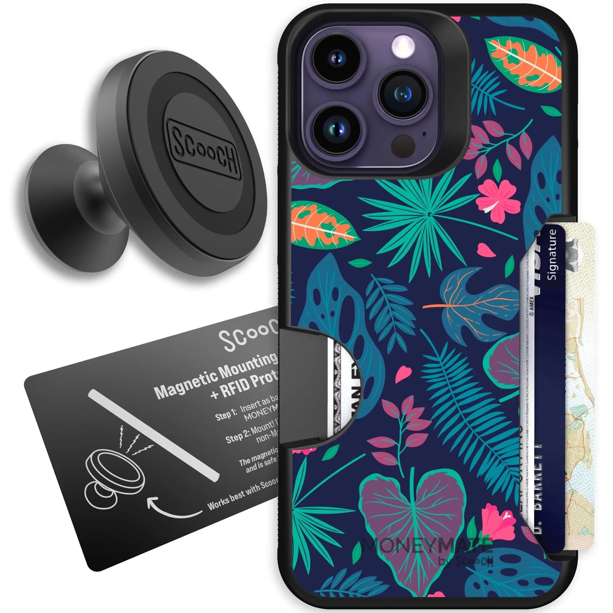 Scooch-Moneymate Starter Bundle for iPhone 14 Pro Max-Tropical Leaves