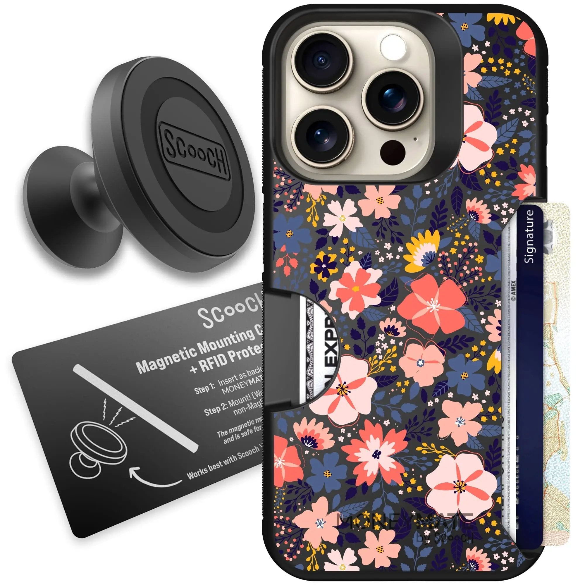 Scooch-Moneymate Starter Bundle for iPhone 15 Pro-Wildflowers
