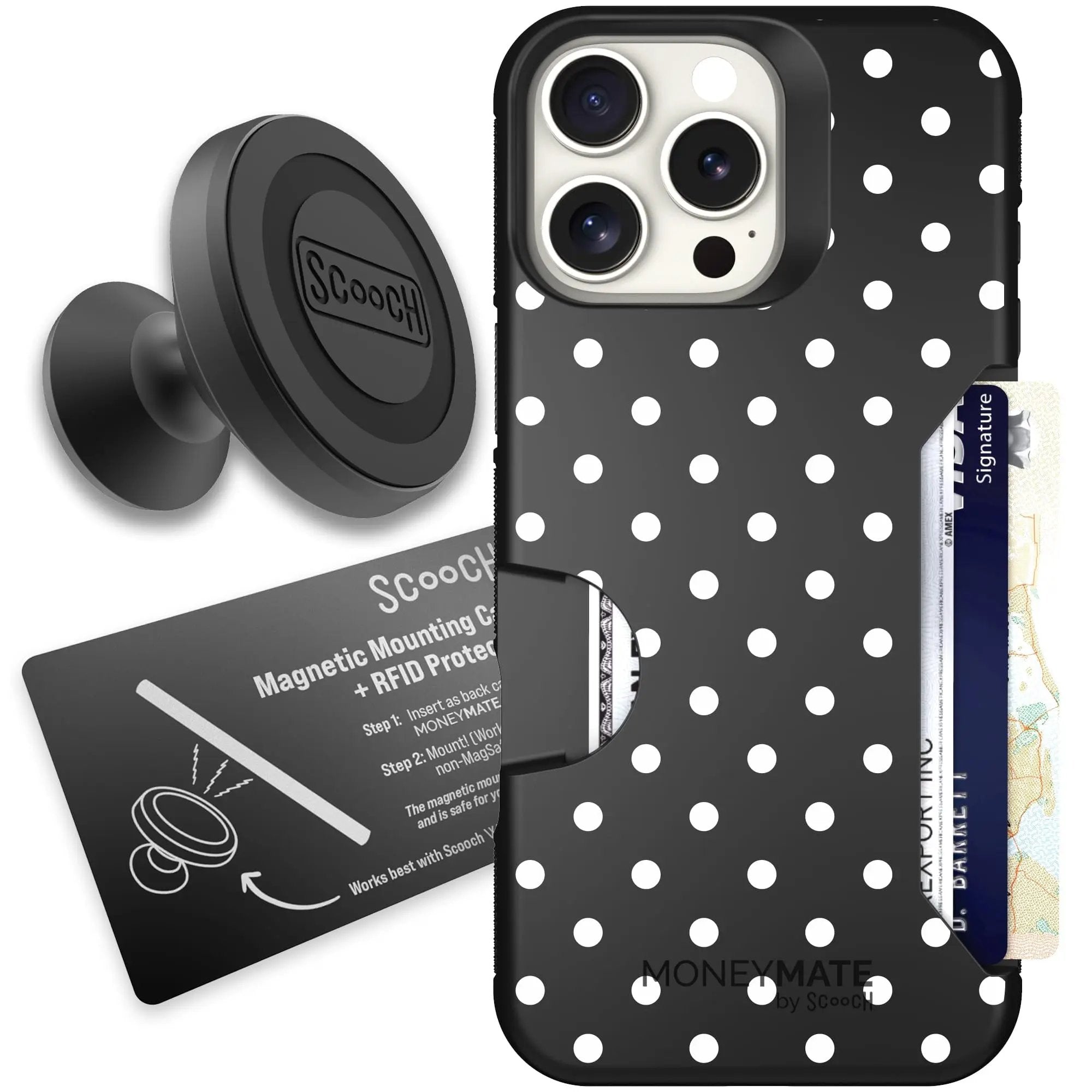 Scooch-Moneymate Starter Bundle for iPhone 16 Pro Max-Polka Dots