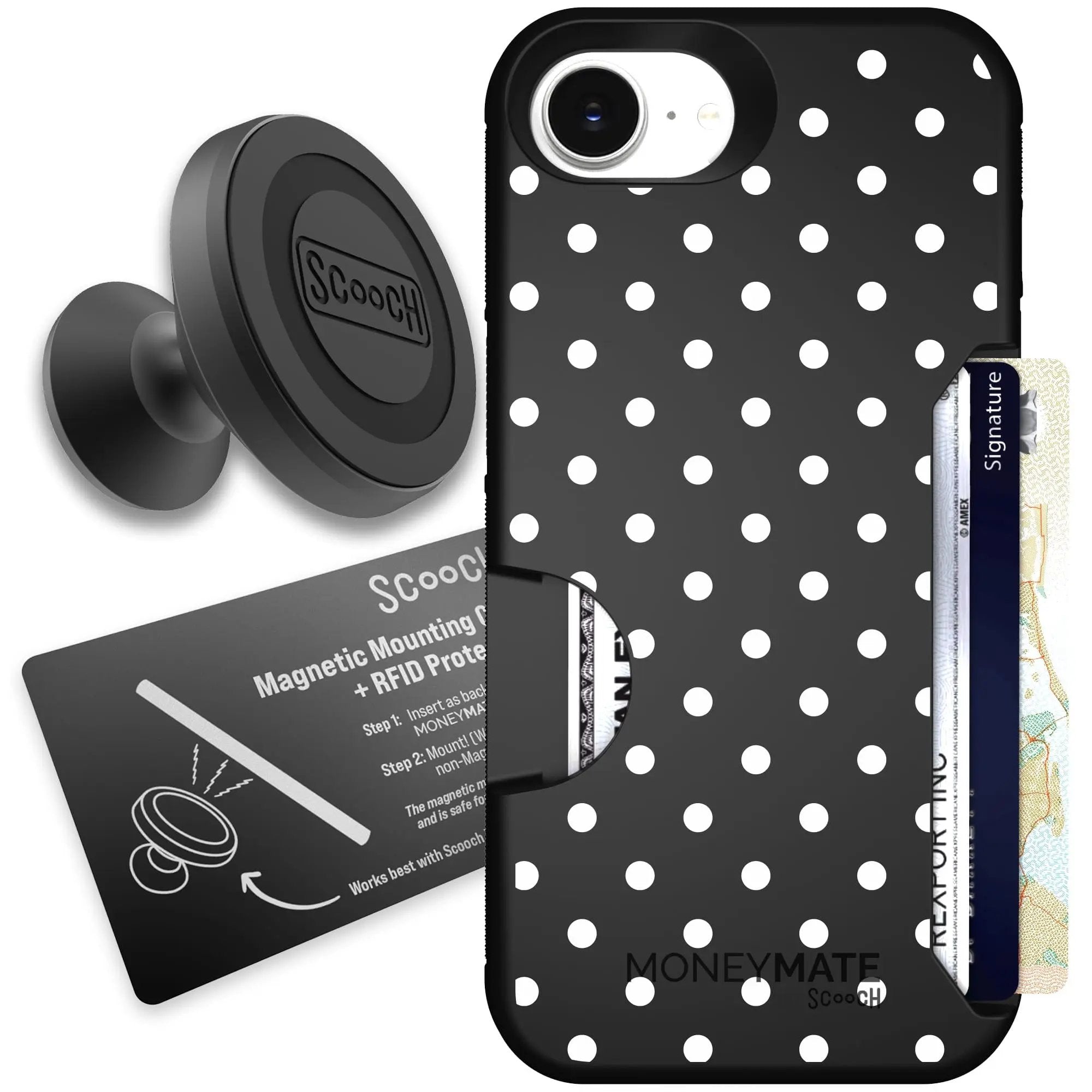 Scooch-Moneymate Starter Bundle for iPhone 16e-Polka Dots