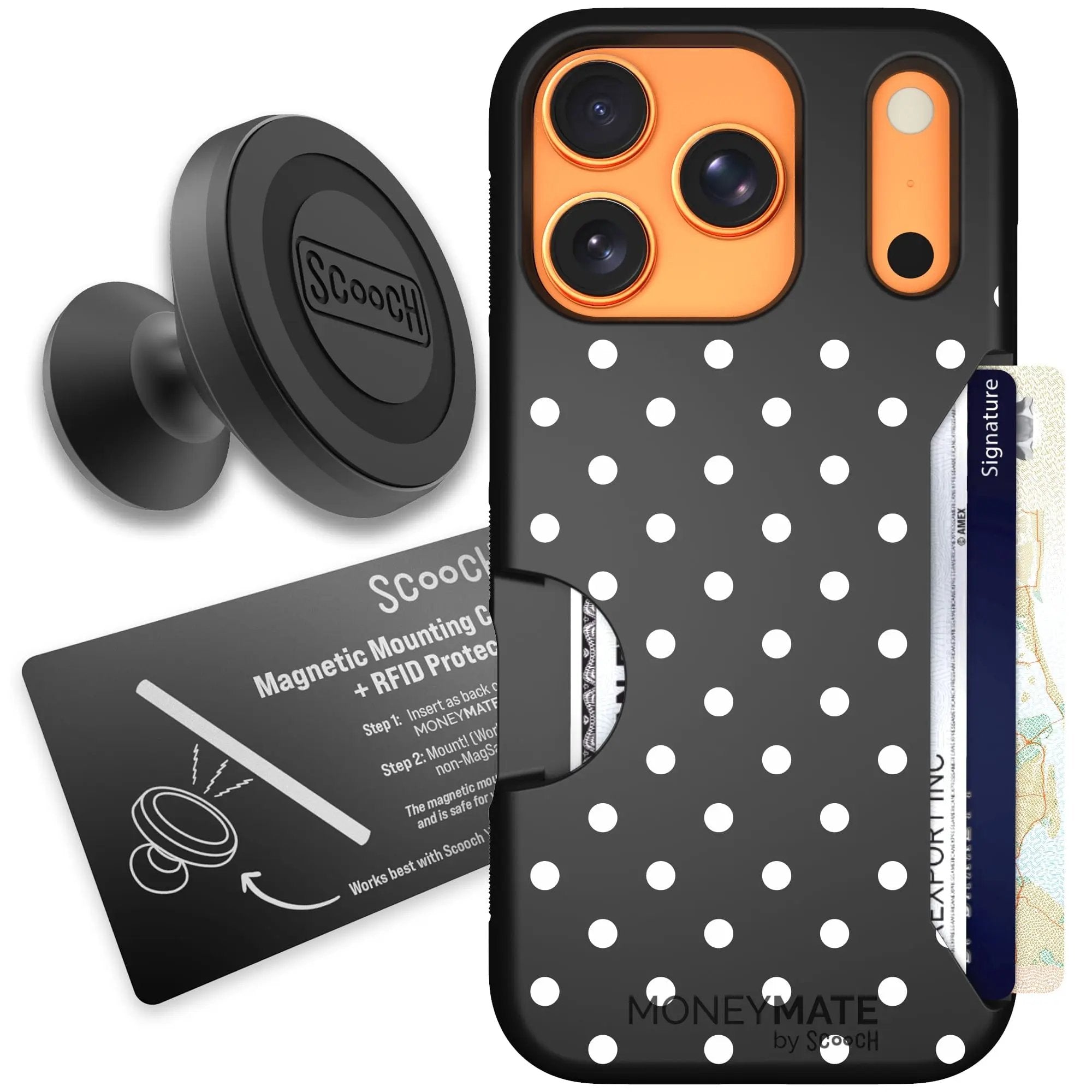 Scooch-Moneymate Starter Bundle for iPhone 17 Pro-Polka Dots