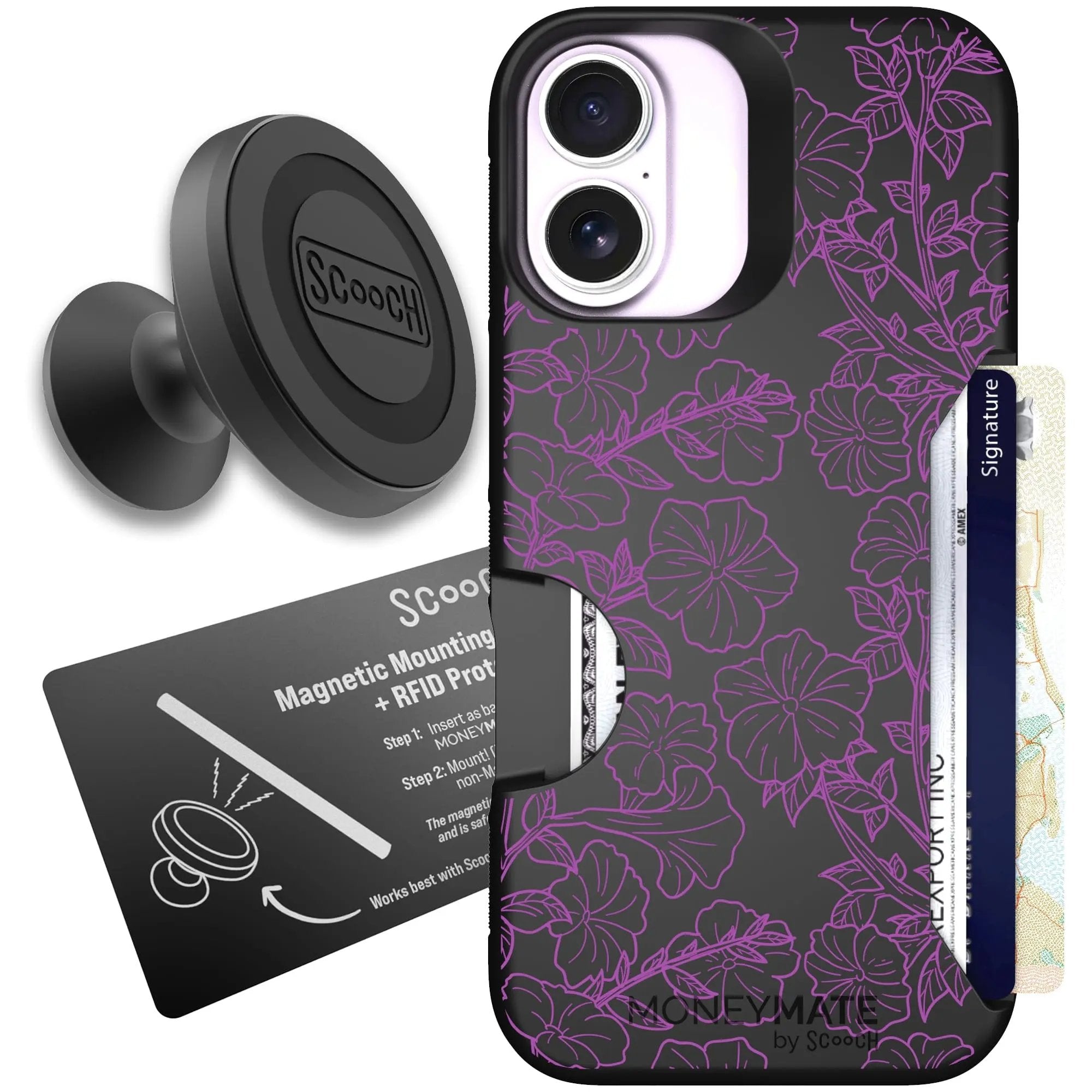 Scooch-Moneymate Starter Bundle for iPhone 17-Purple Petunias
