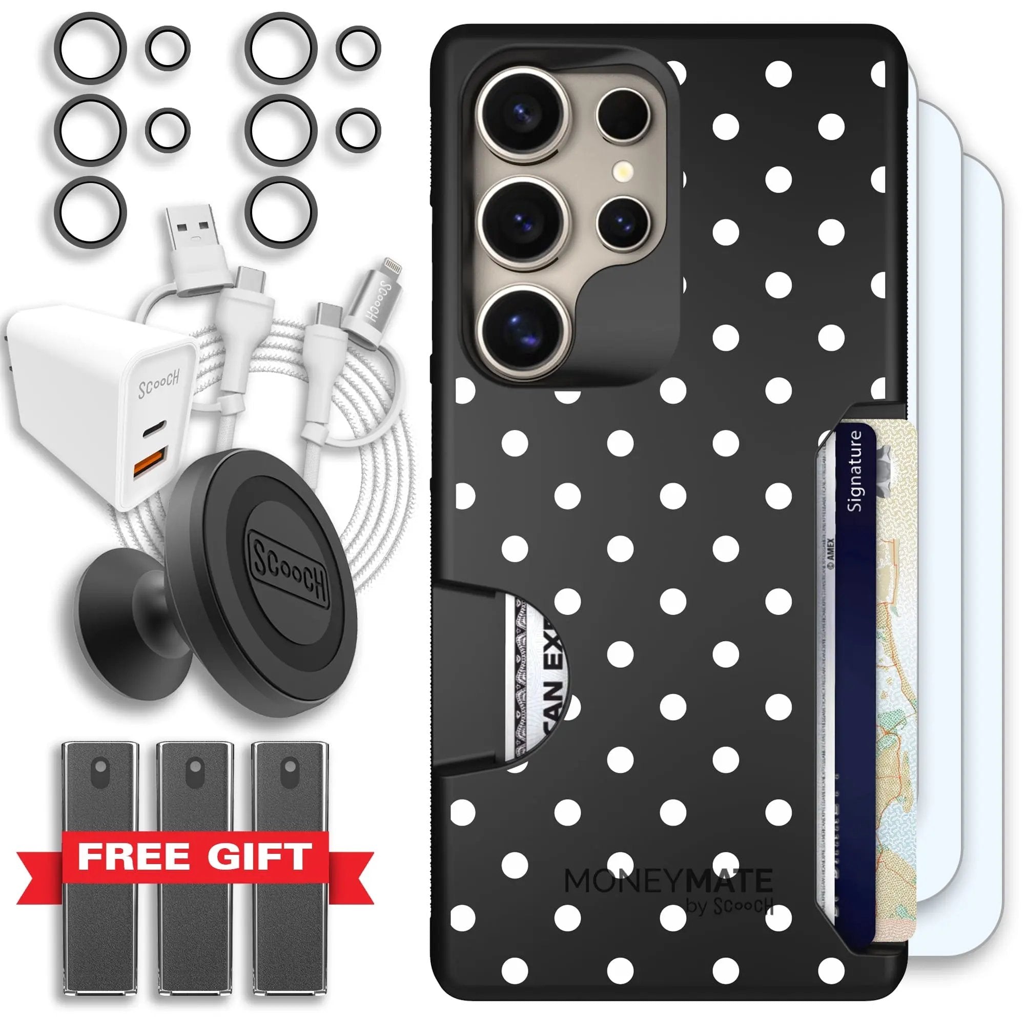 Scooch-Moneymate Ultimate Bundle for Samsung Galaxy S25 Ultra-Polka Dots