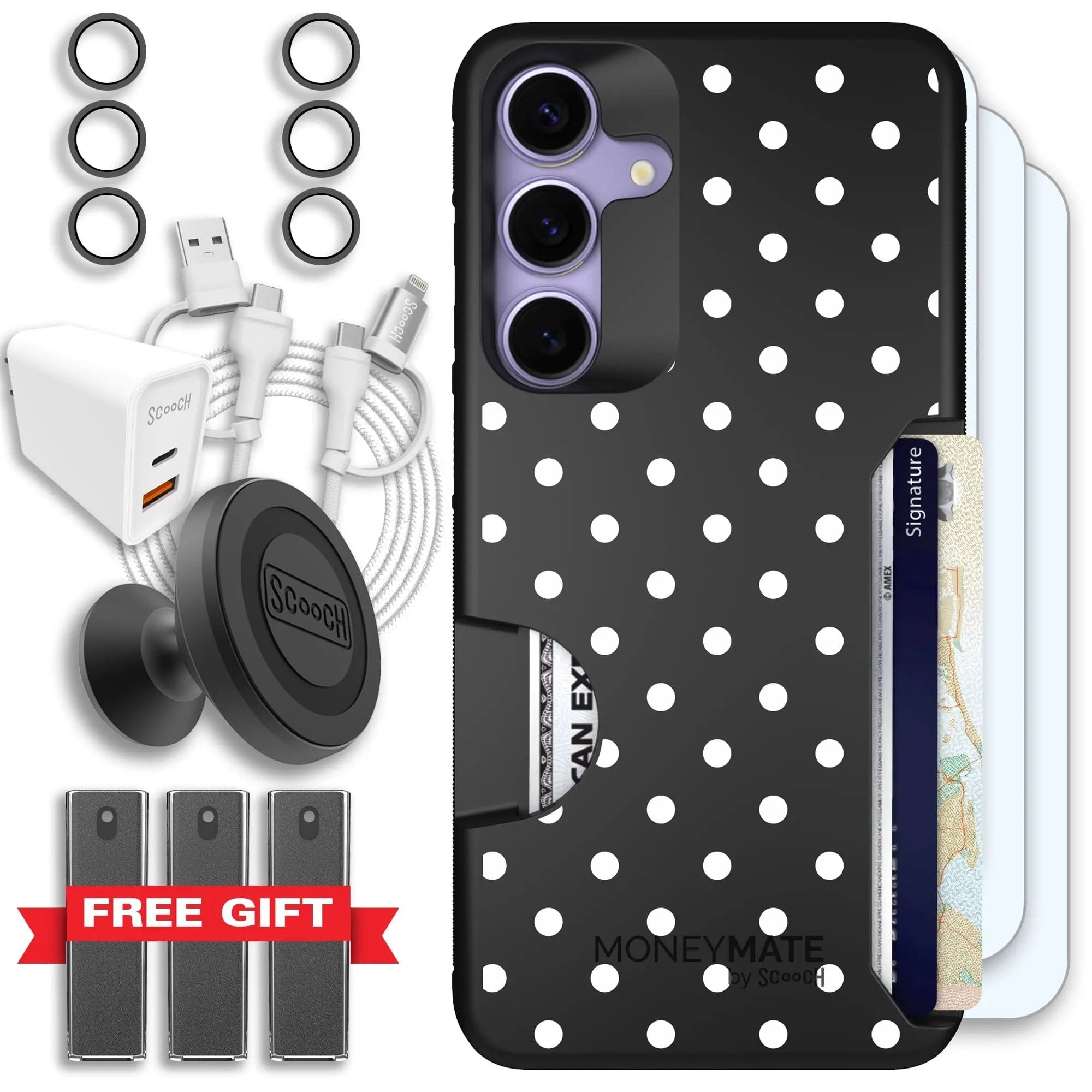 Scooch-Moneymate Ultimate Bundle for Samsung Galaxy S25+-Polka Dots