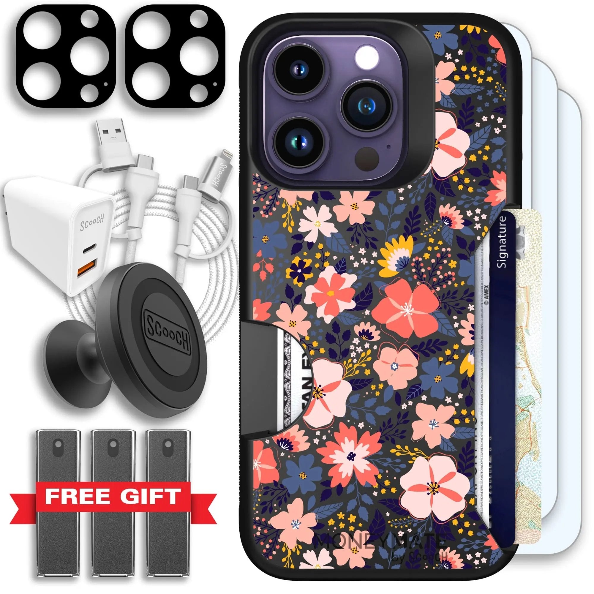 Scooch-Moneymate Ultimate Bundle for iPhone 14 Pro-Wildflowers