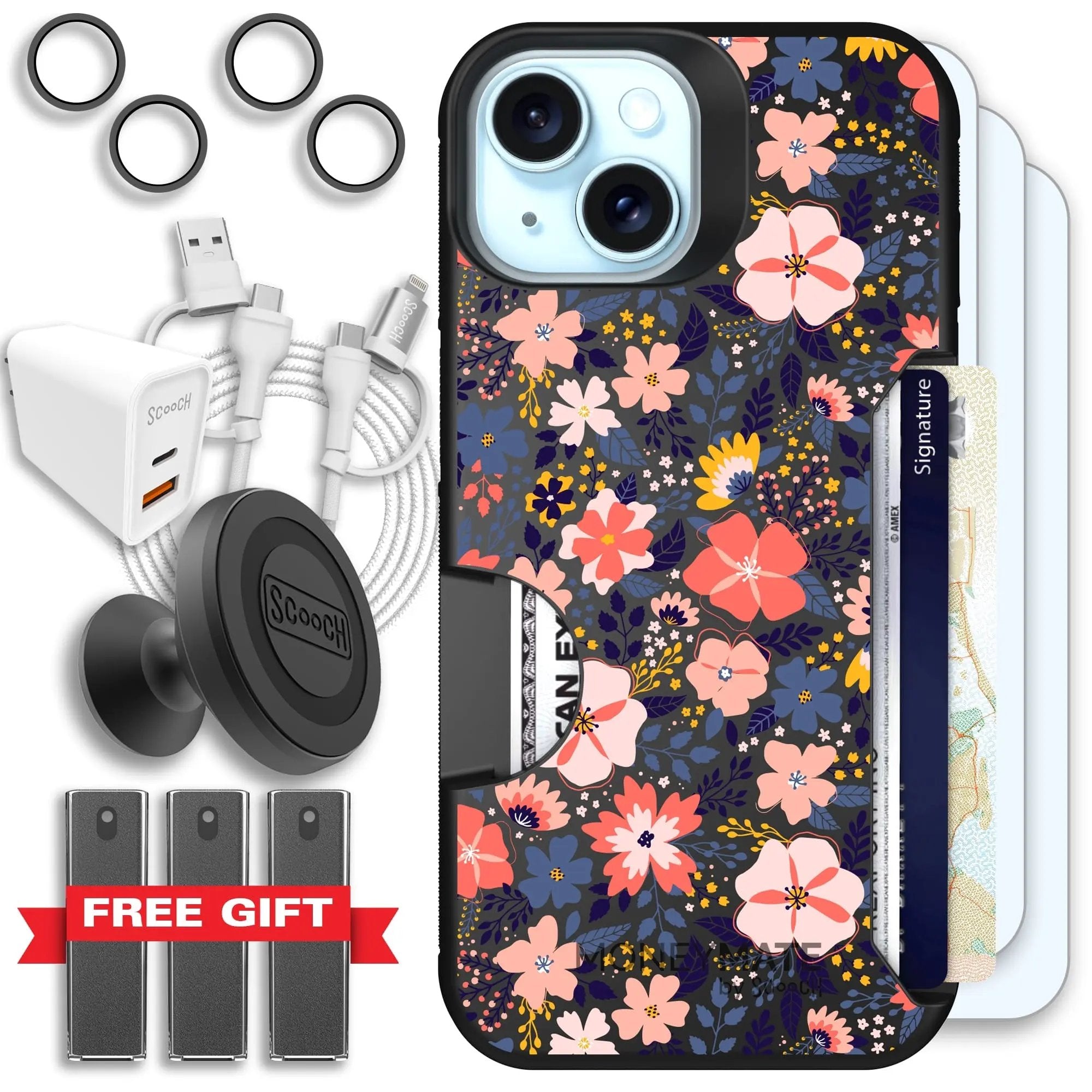 Scooch-Moneymate Ultimate Bundle for iPhone 14-Wildflowers