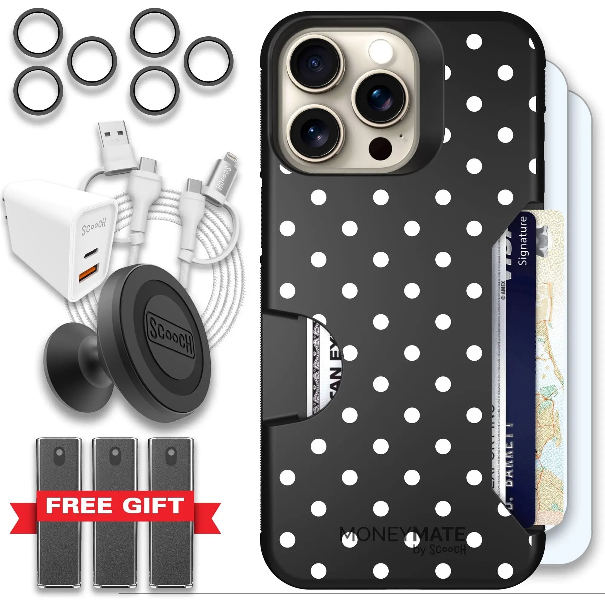 Scooch-Moneymate Ultimate Bundle for iPhone 15 Pro Max-Polka Dots