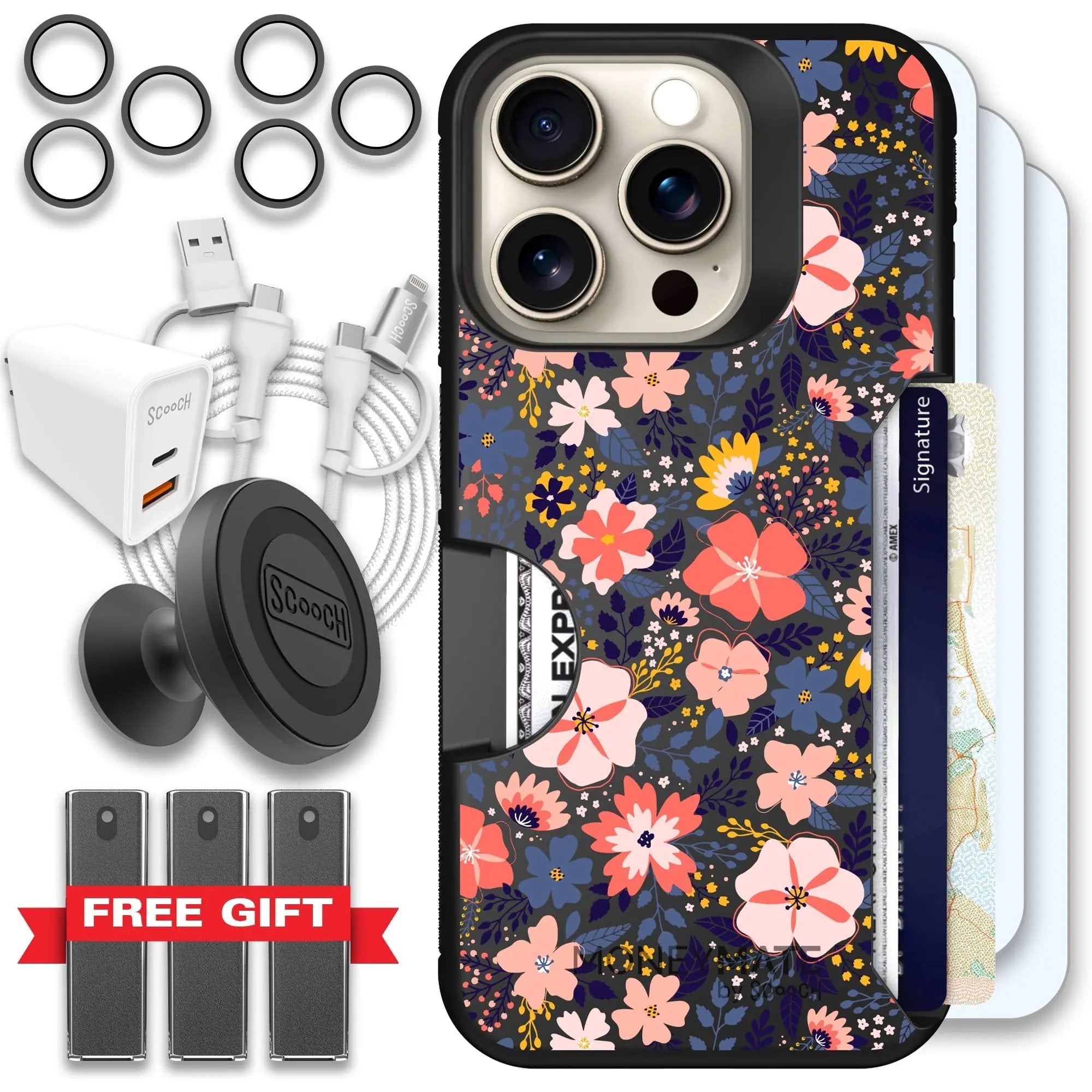 Scooch-Moneymate Ultimate Bundle for iPhone 15 Pro-Wildflowers