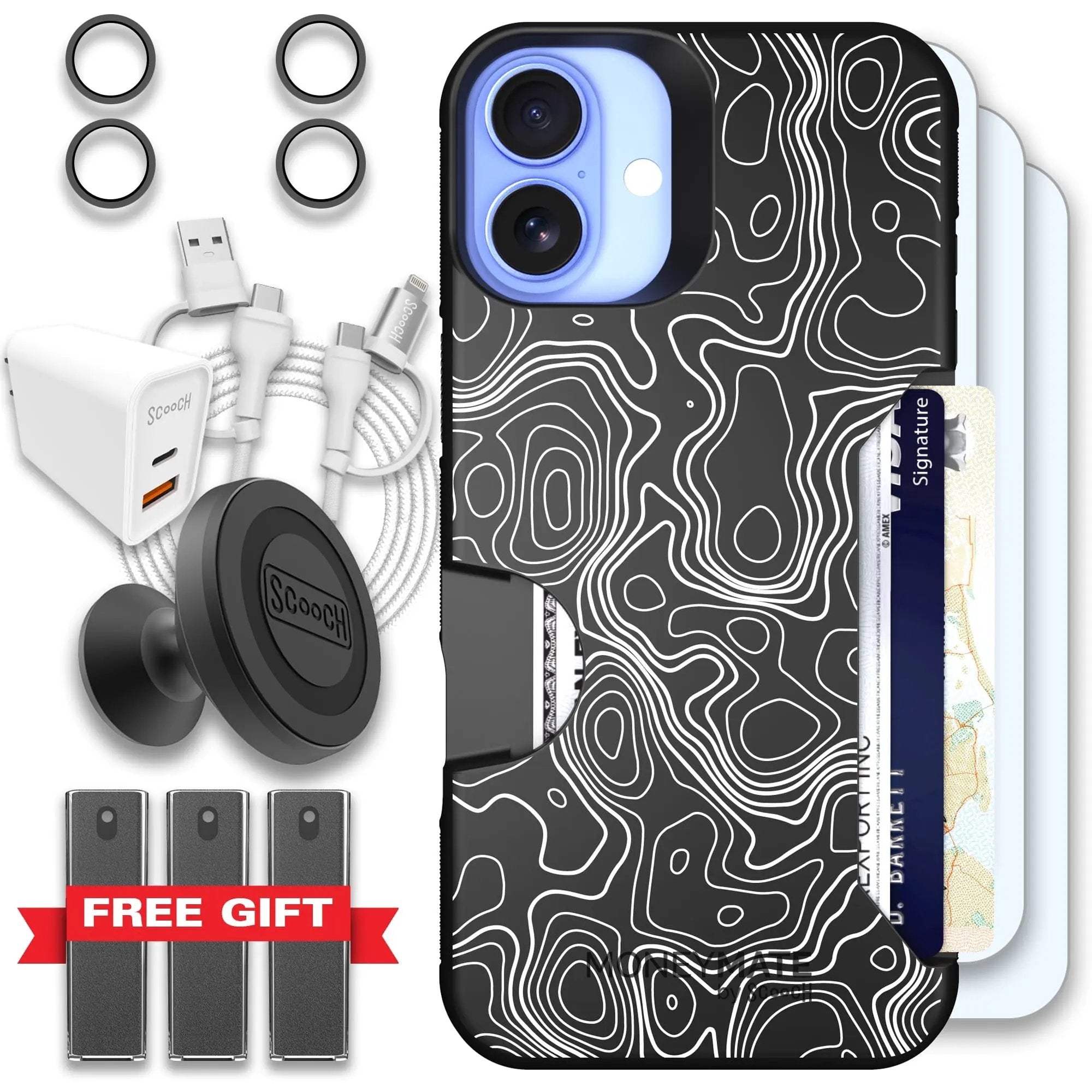 Scooch-Moneymate Ultimate Bundle for iPhone 16 Plus-Topography