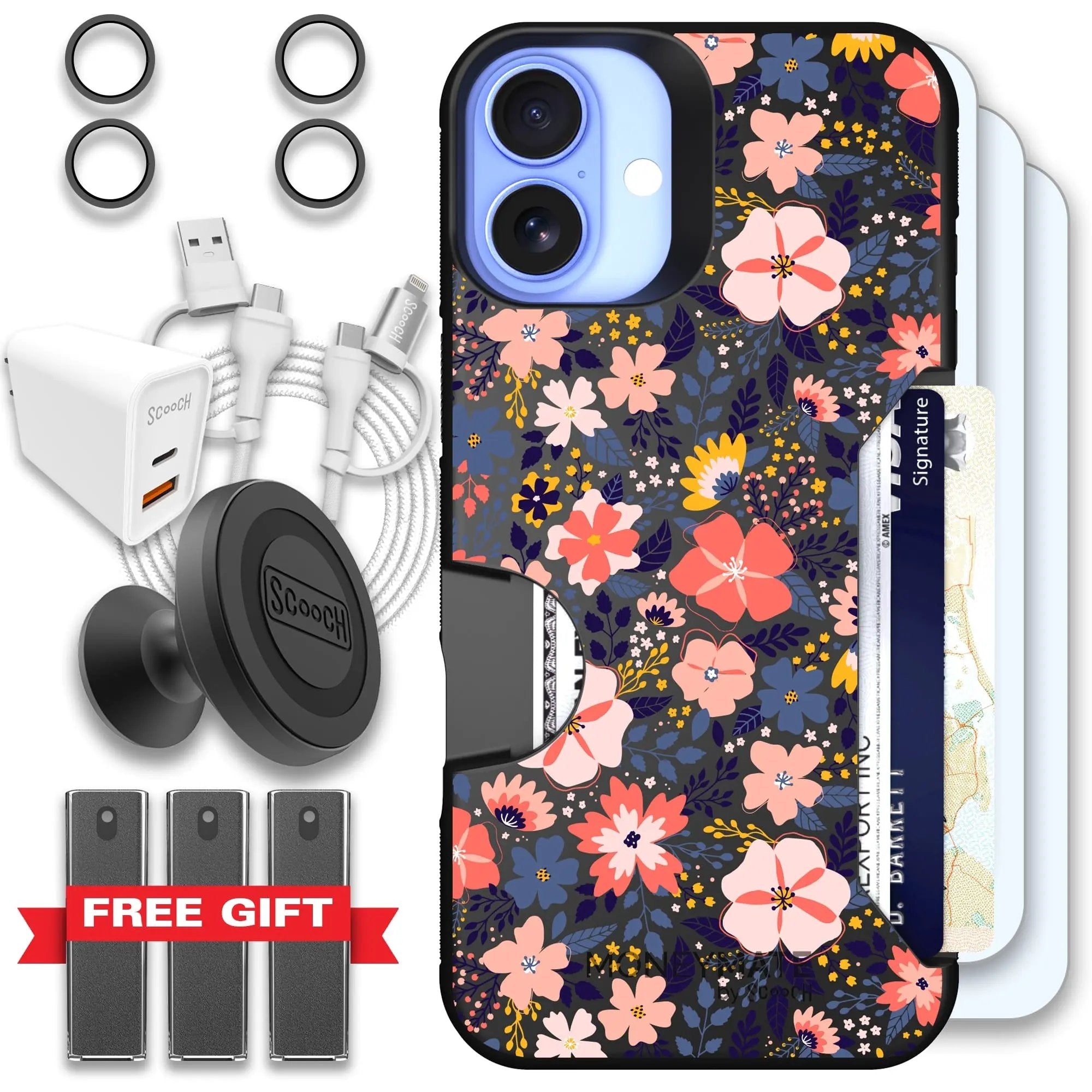 Scooch-Moneymate Ultimate Bundle for iPhone 16 Plus-Wildflowers