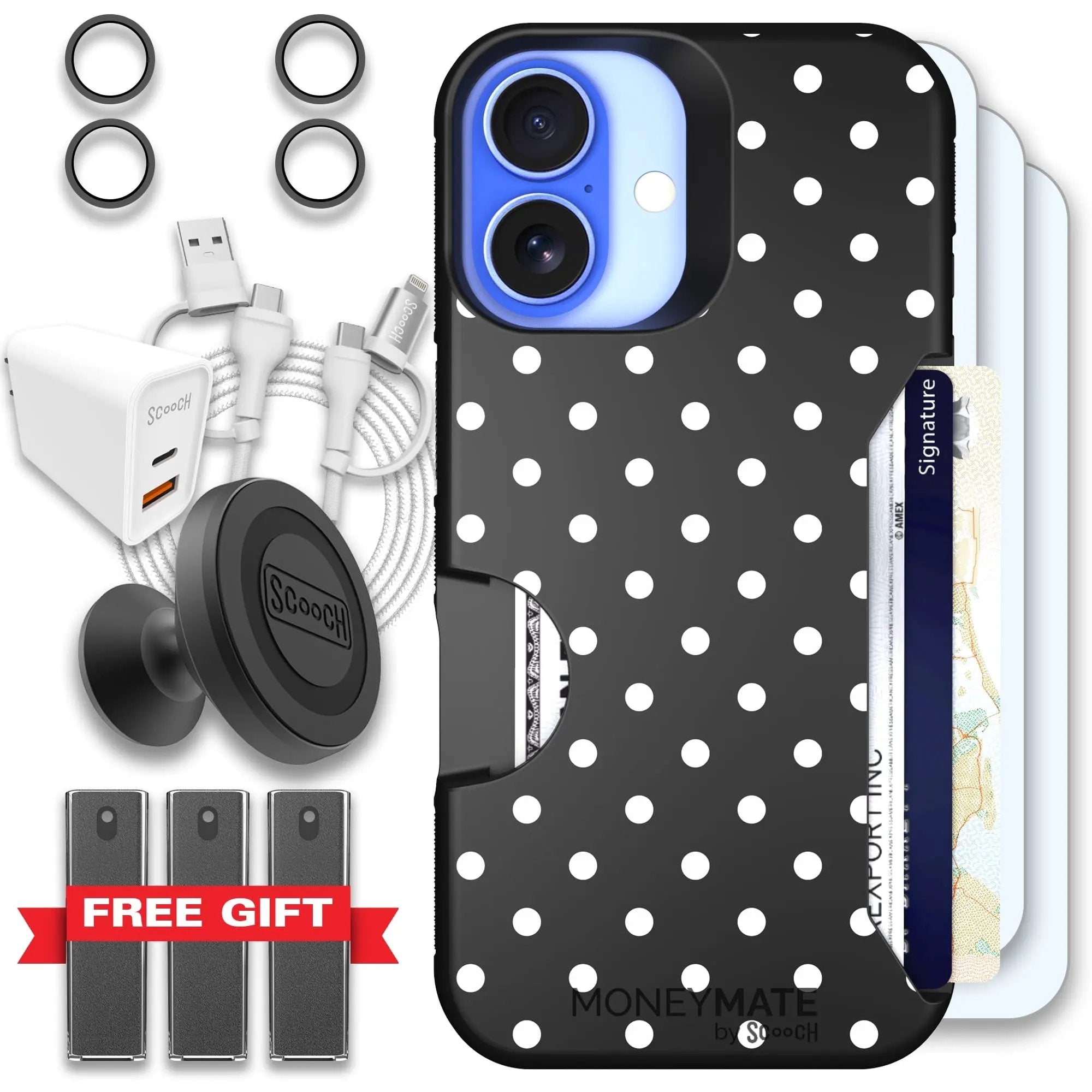 Scooch-Moneymate Ultimate Bundle for iPhone 16-Polka Dots